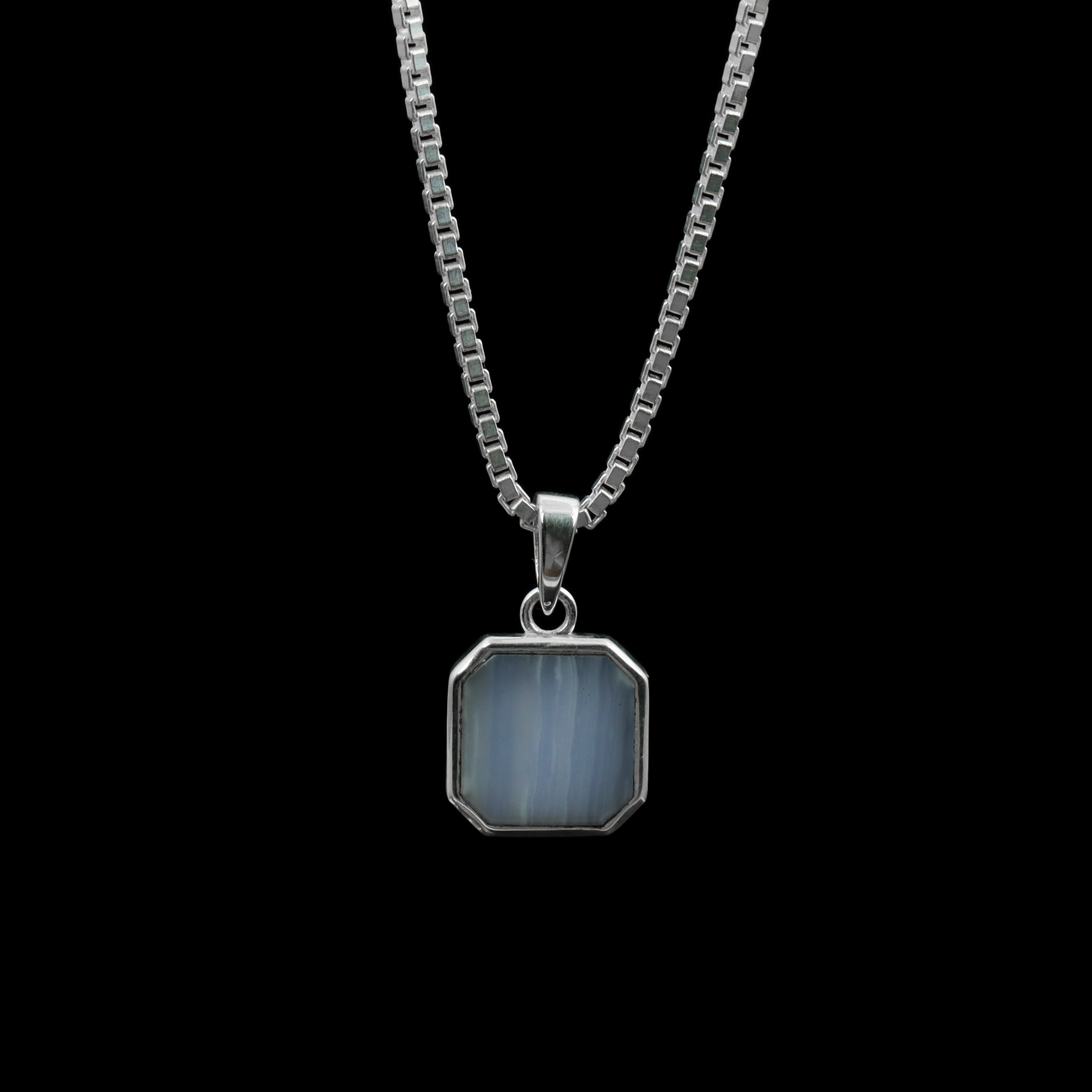 Moss Agate Octagon Pendant – 925 Sterling Silver