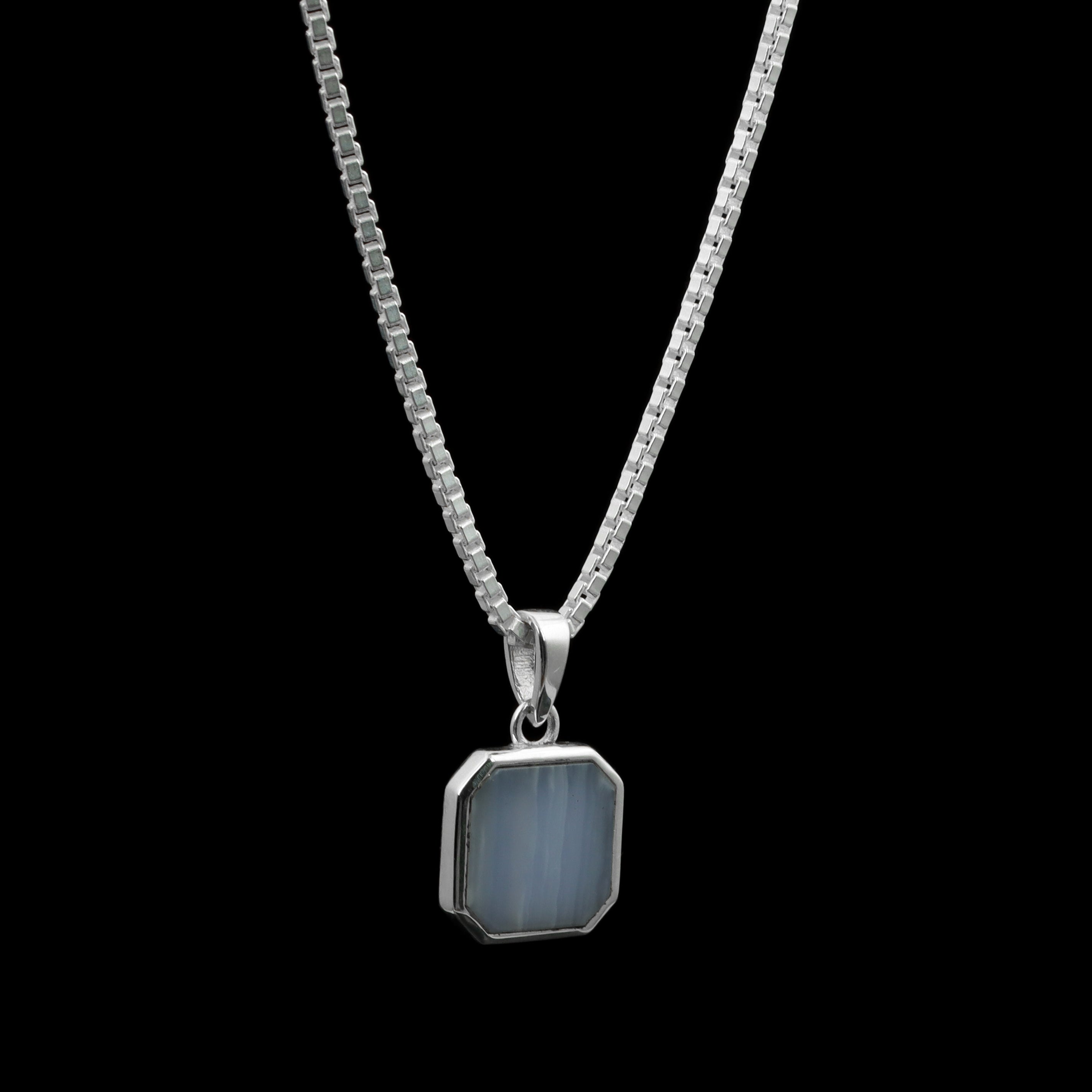 Moss Agate Octagon Pendant – 925 Sterling Silver