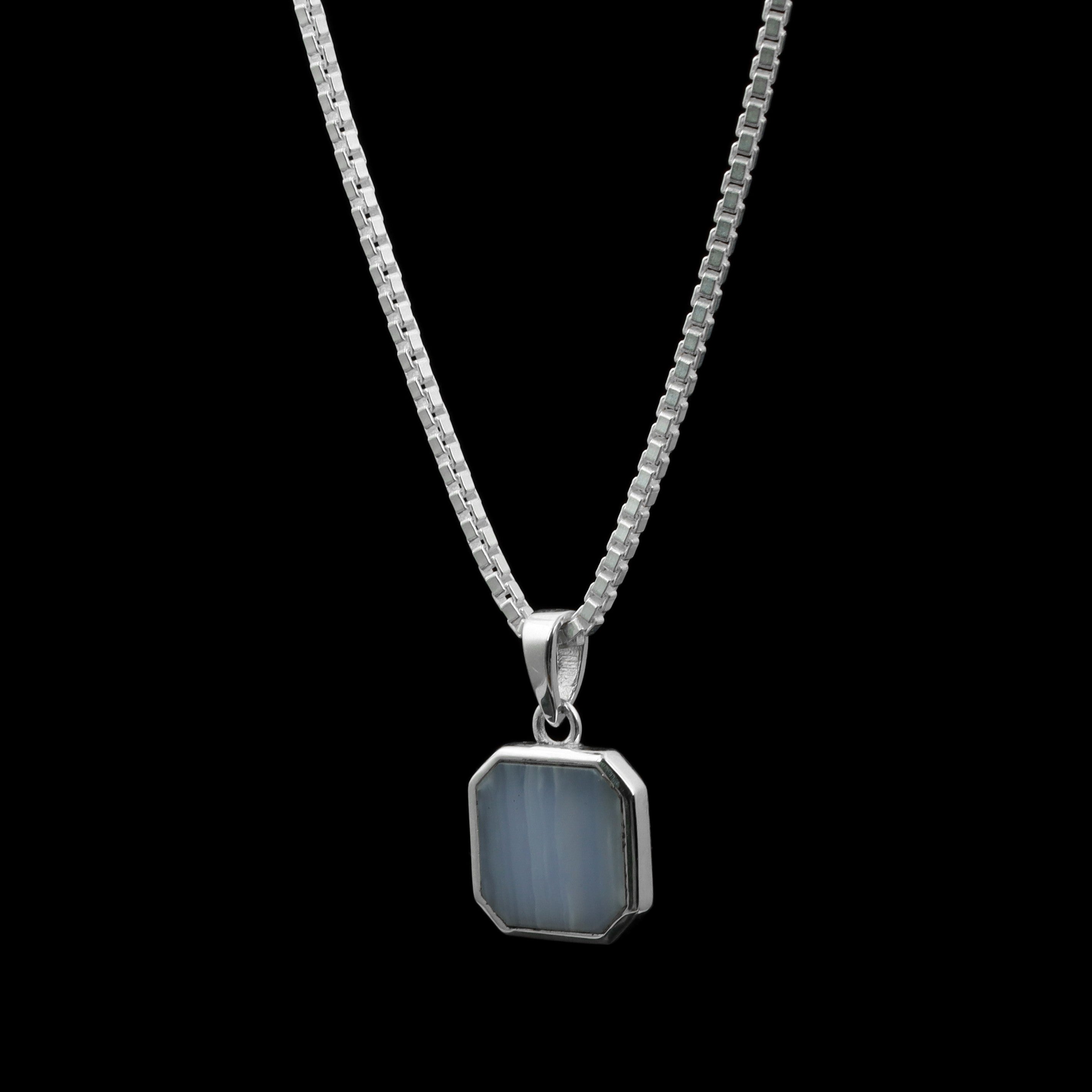 Moss Agate Octagon Pendant – 925 Sterling Silver