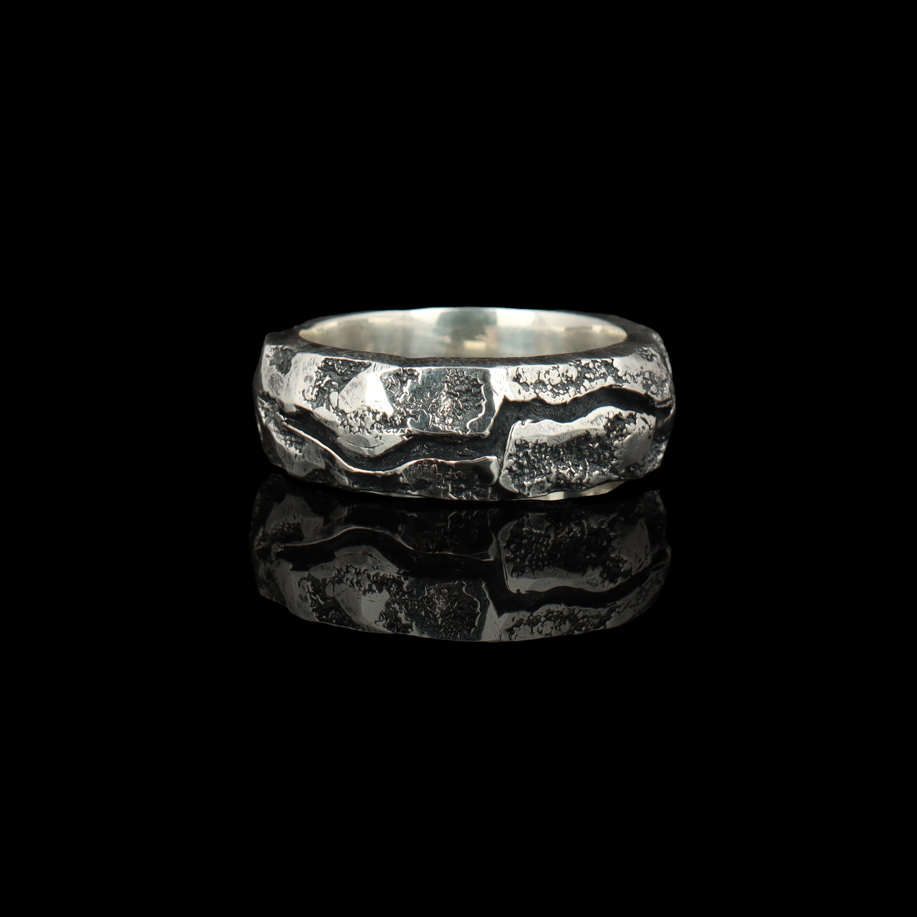 Handcrafted 925 Sterling Silver Organic Textured Band Ring | Luxury Statement Ring for Men | Oxodize Finish