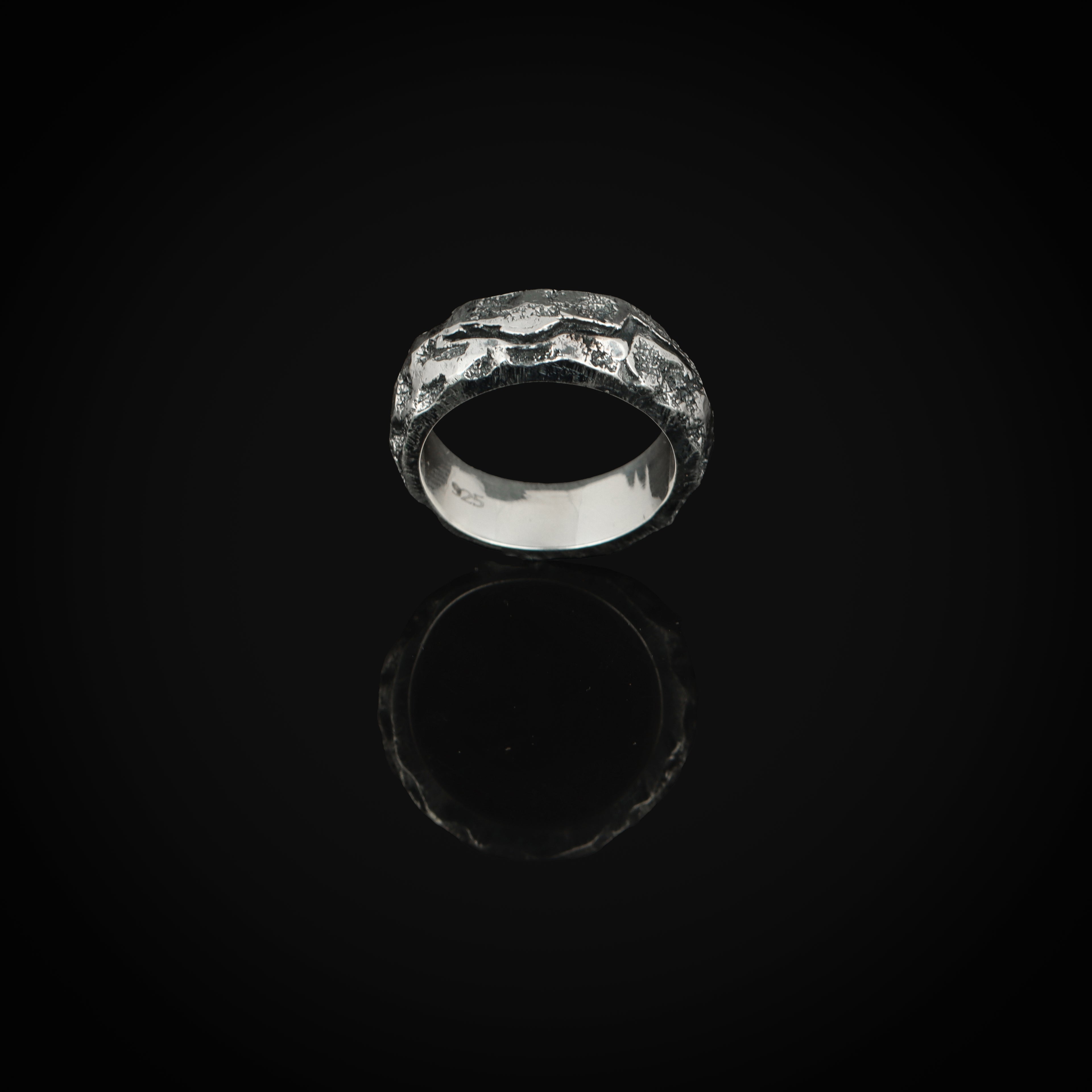 Handcrafted 925 Sterling Silver Organic Textured Band Ring | Luxury Statement Ring for Men | Oxodize Finish