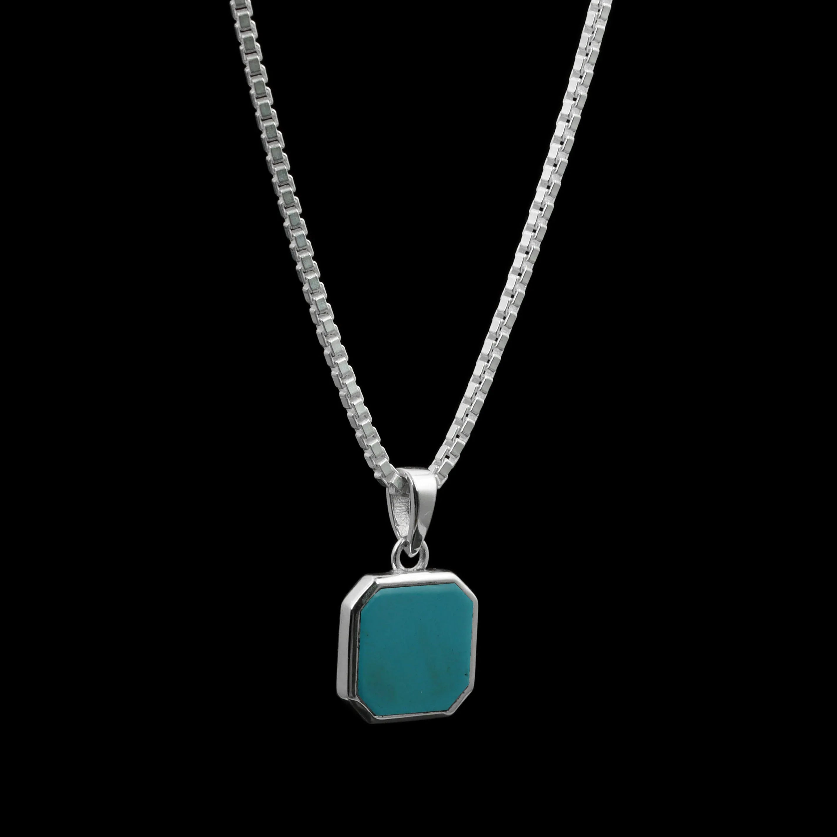 925 Sterling Silver Turquoise Pendant | Octagon Turquoise Gemstone