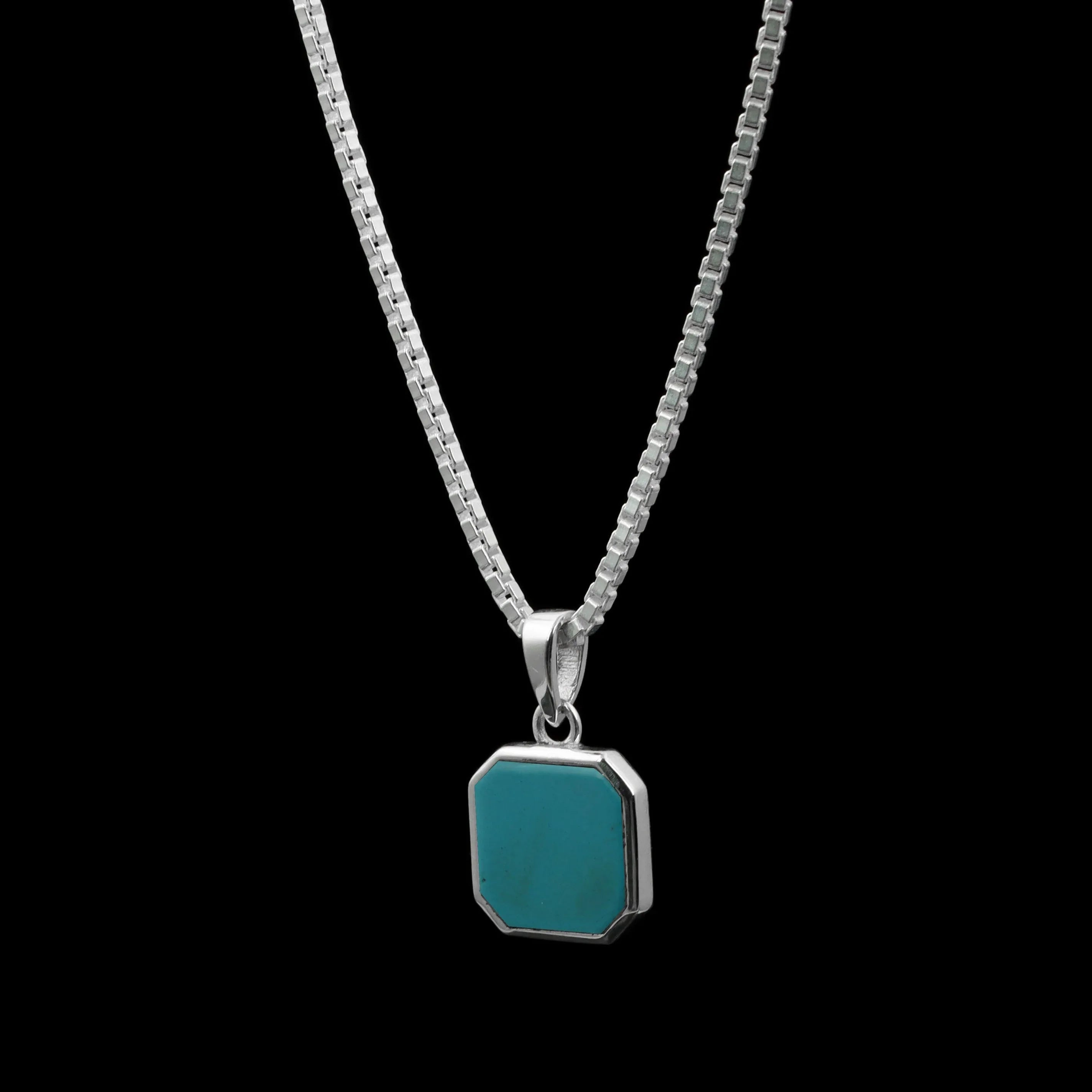 925 Sterling Silver Turquoise Pendant | Octagon Turquoise Gemstone