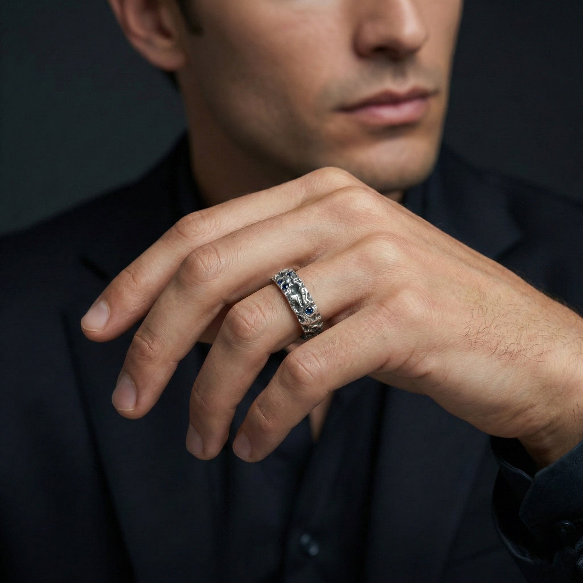 Aetherion Rift Sovereign Band – 925 Sterling Silver