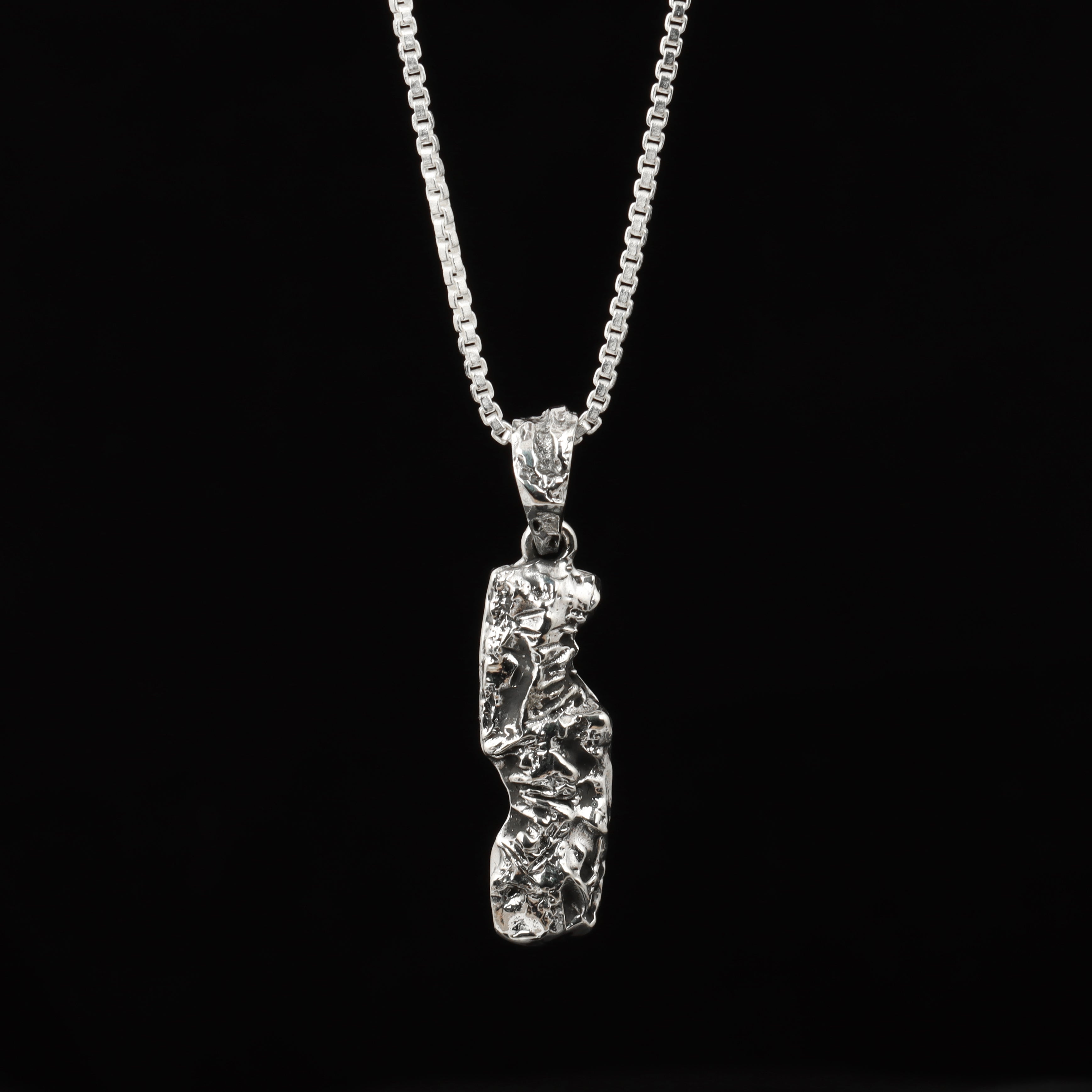 Abstract Sculpted Drop Pendant – 925 Sterling Silver