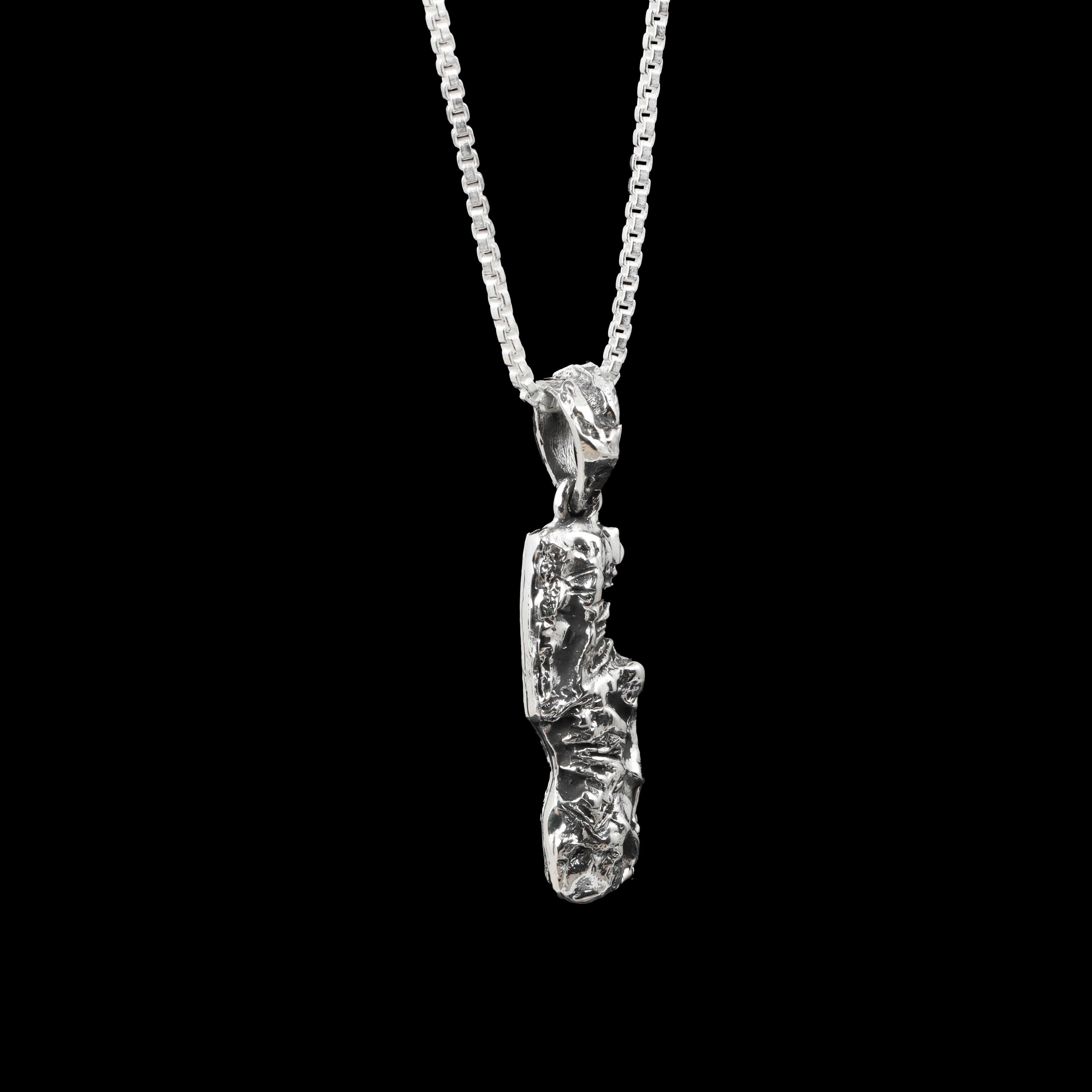 Abstract Sculpted Drop Pendant – 925 Sterling Silver