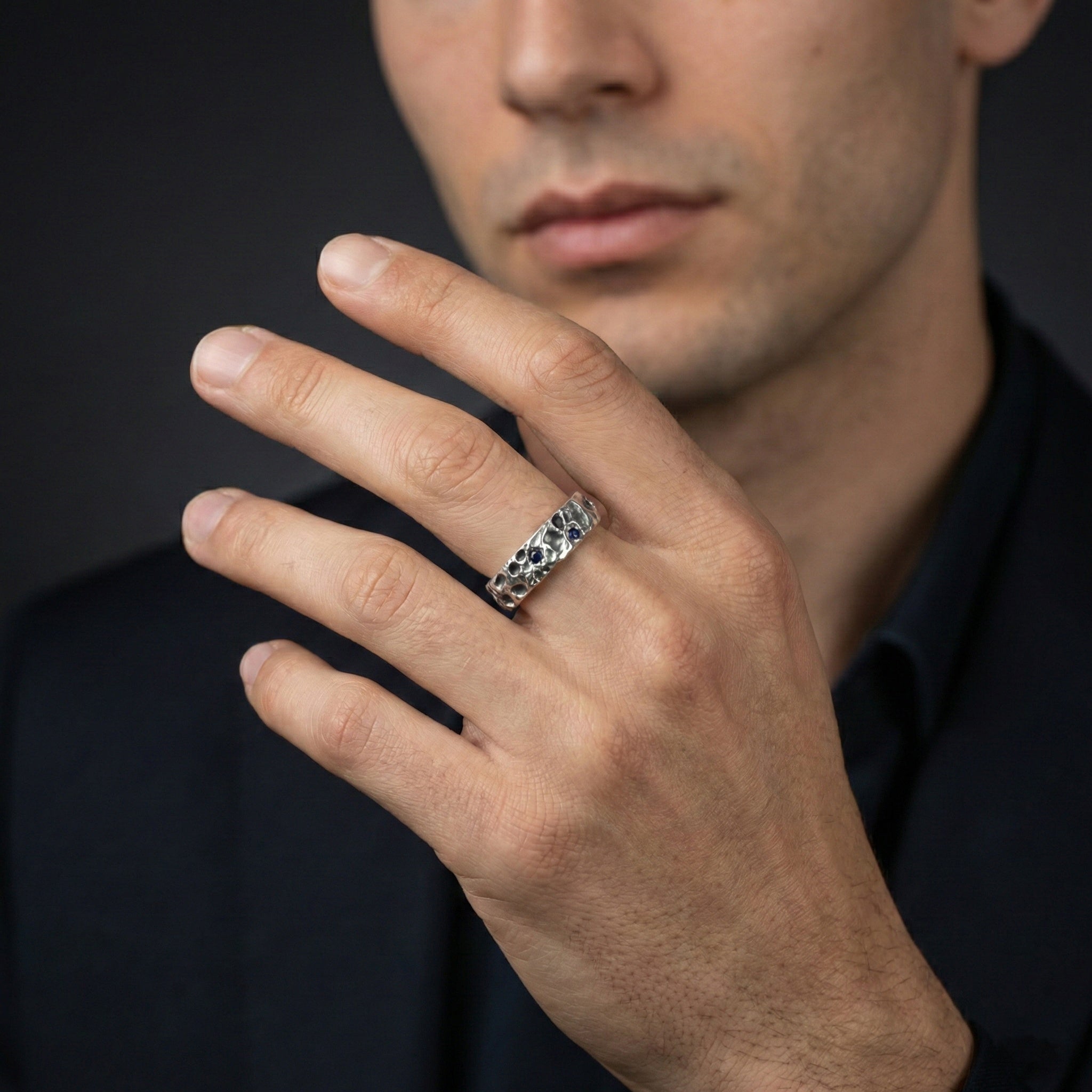 Abyssal Crater Relic Band – 925 Sterling Silver