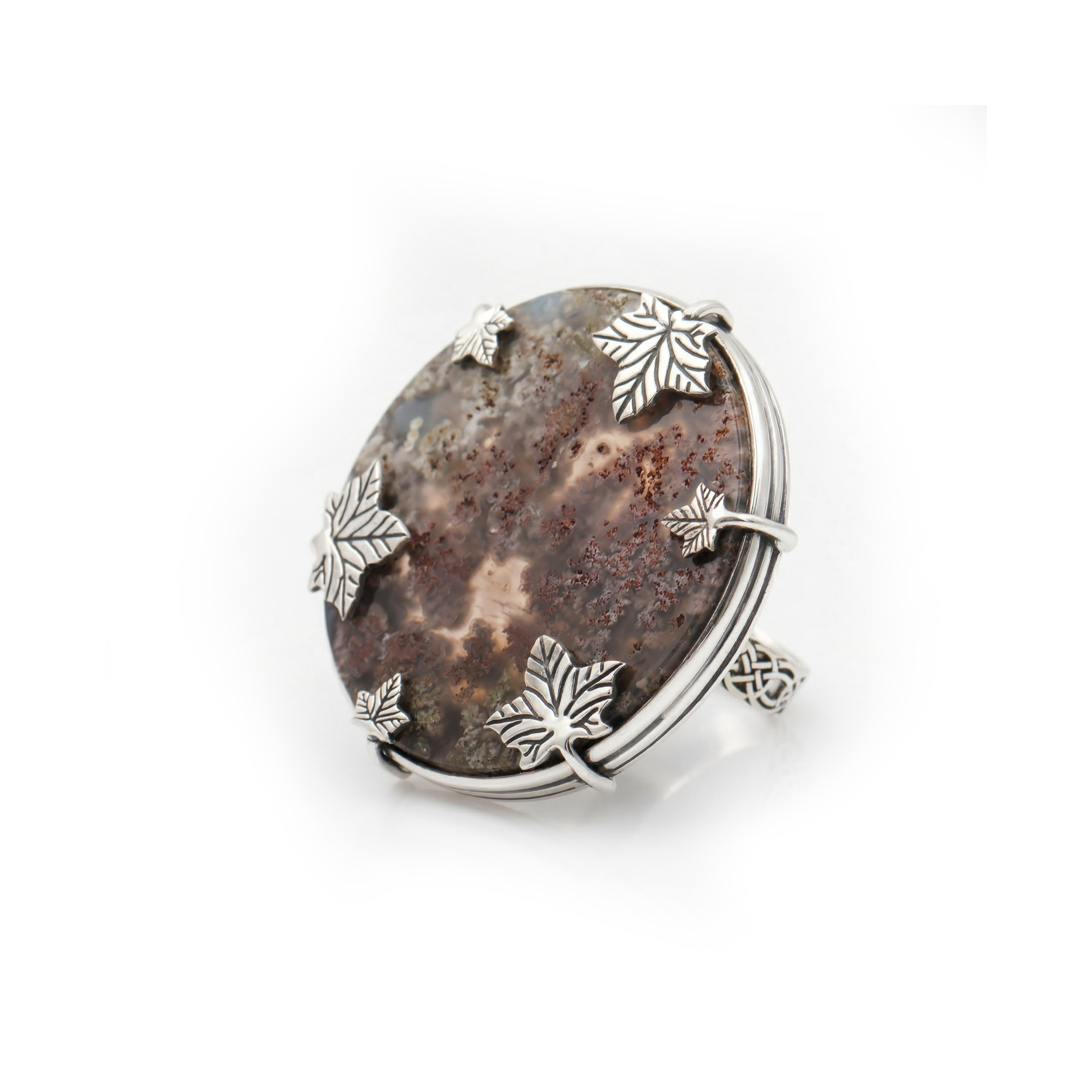 Forest Whisper Dendritic Agate Statement Ring – 925 Sterling Silver