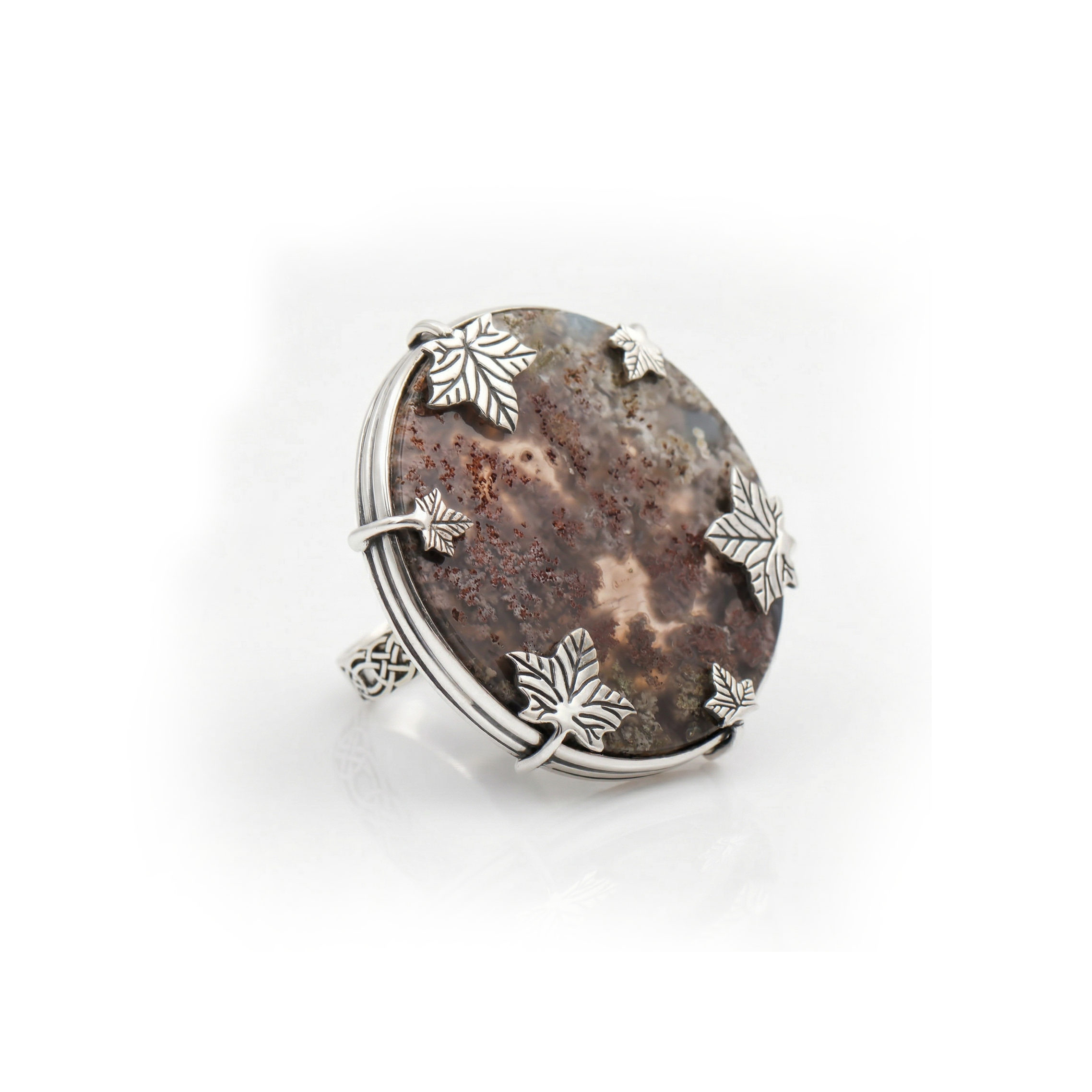Forest Whisper Dendritic Agate Statement Ring – 925 Sterling Silver