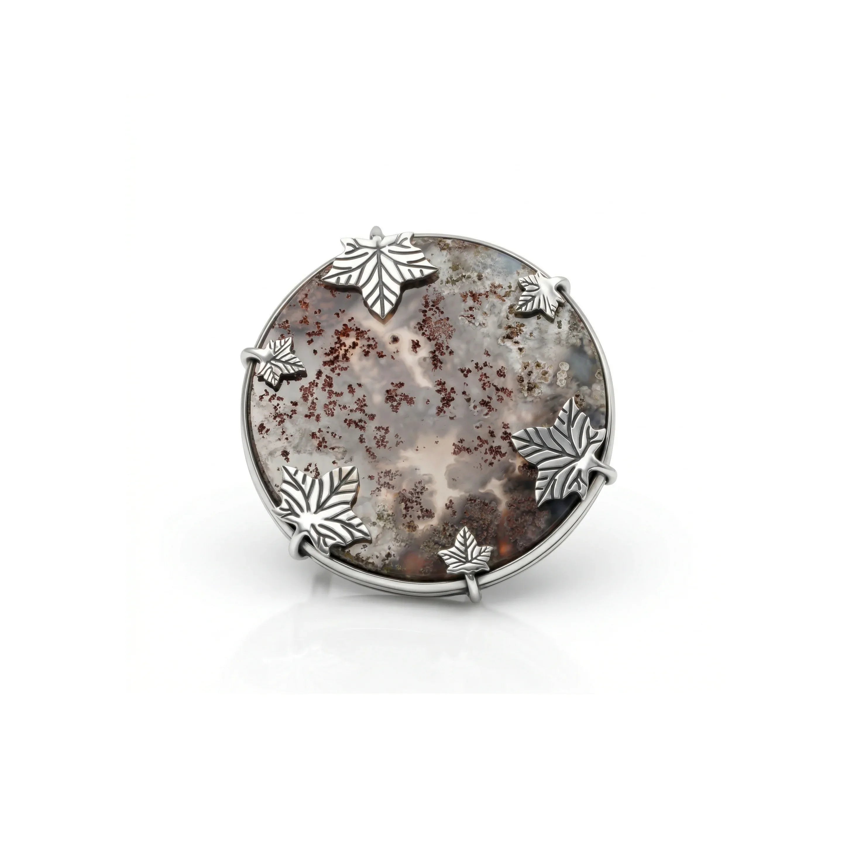Forest Whisper Dendritic Agate Statement Ring – 925 Sterling Silver