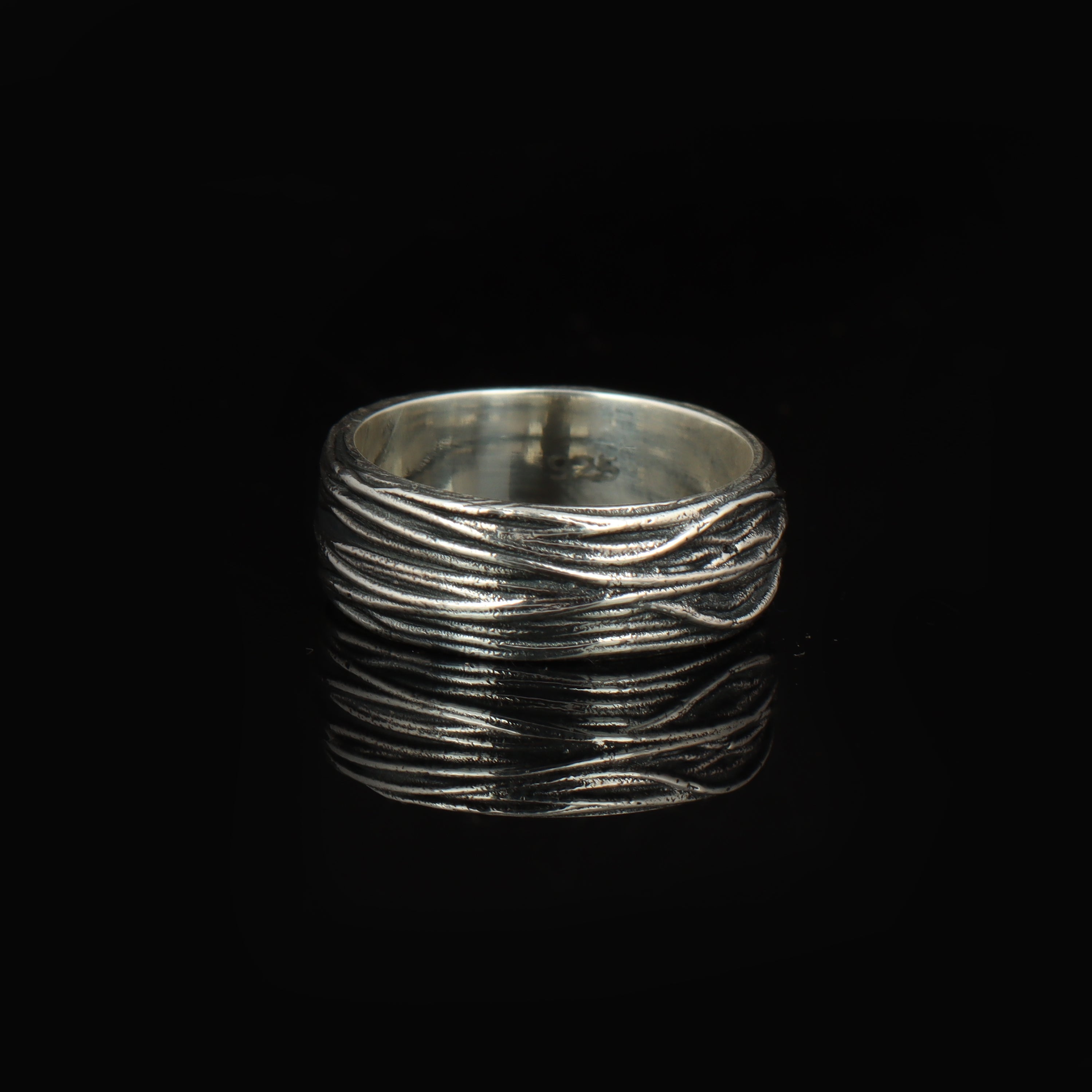 Handcrafted 925 Sterling Silver Layered Textured Band Ring | Luxury Statement Ring for Men | Oxodize Finish