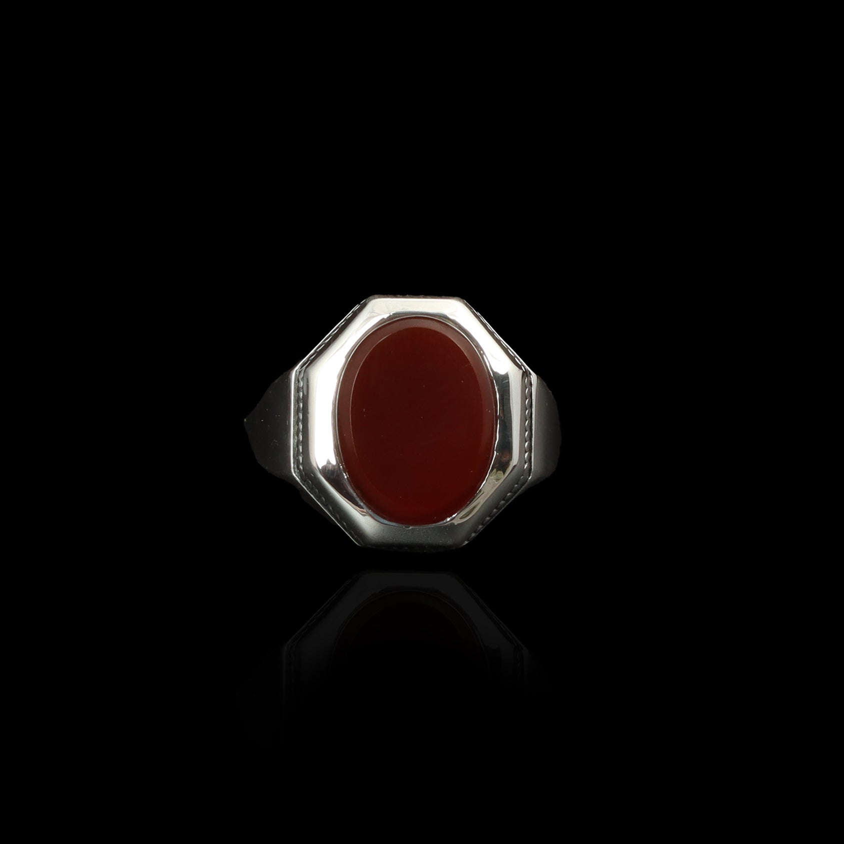 Handcrafted 925 Sterling Silver Red Onyx Ring | Luxury Statement Ring for Men | High Polish Finish