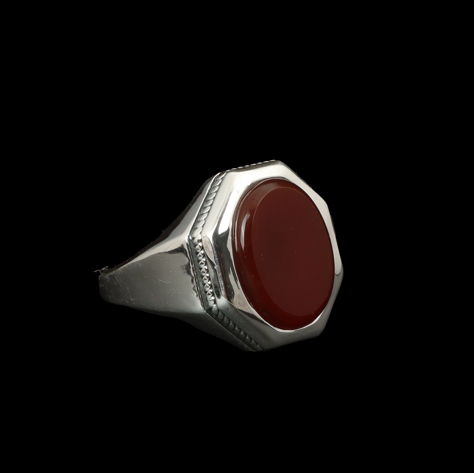 Handcrafted 925 Sterling Silver Red Onyx Ring | Luxury Statement Ring for Men | High Polish Finish