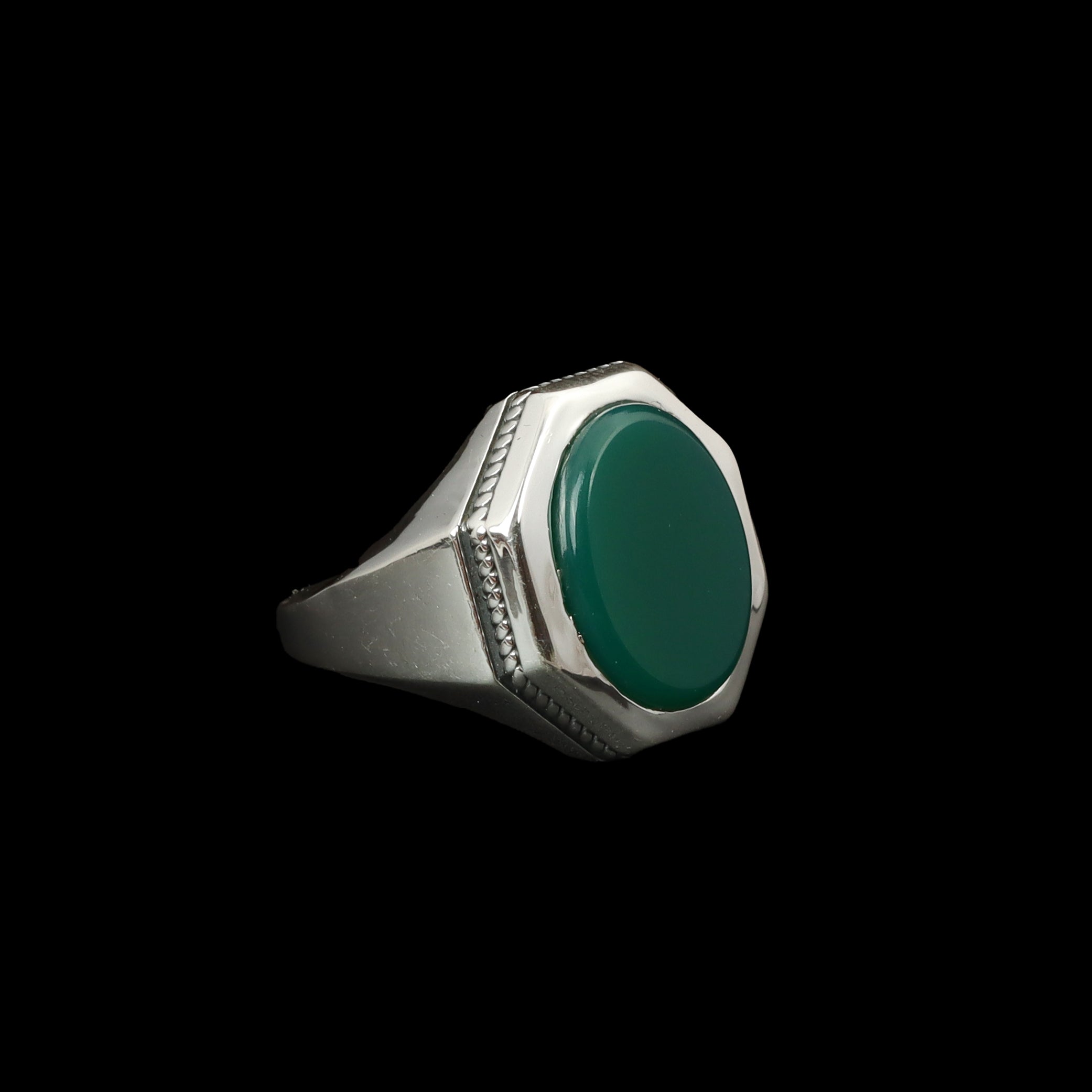 Handcrafted 925 Sterling Silver Green Onyx Ring | Luxury Statement Ring for Men | High Polish Finish