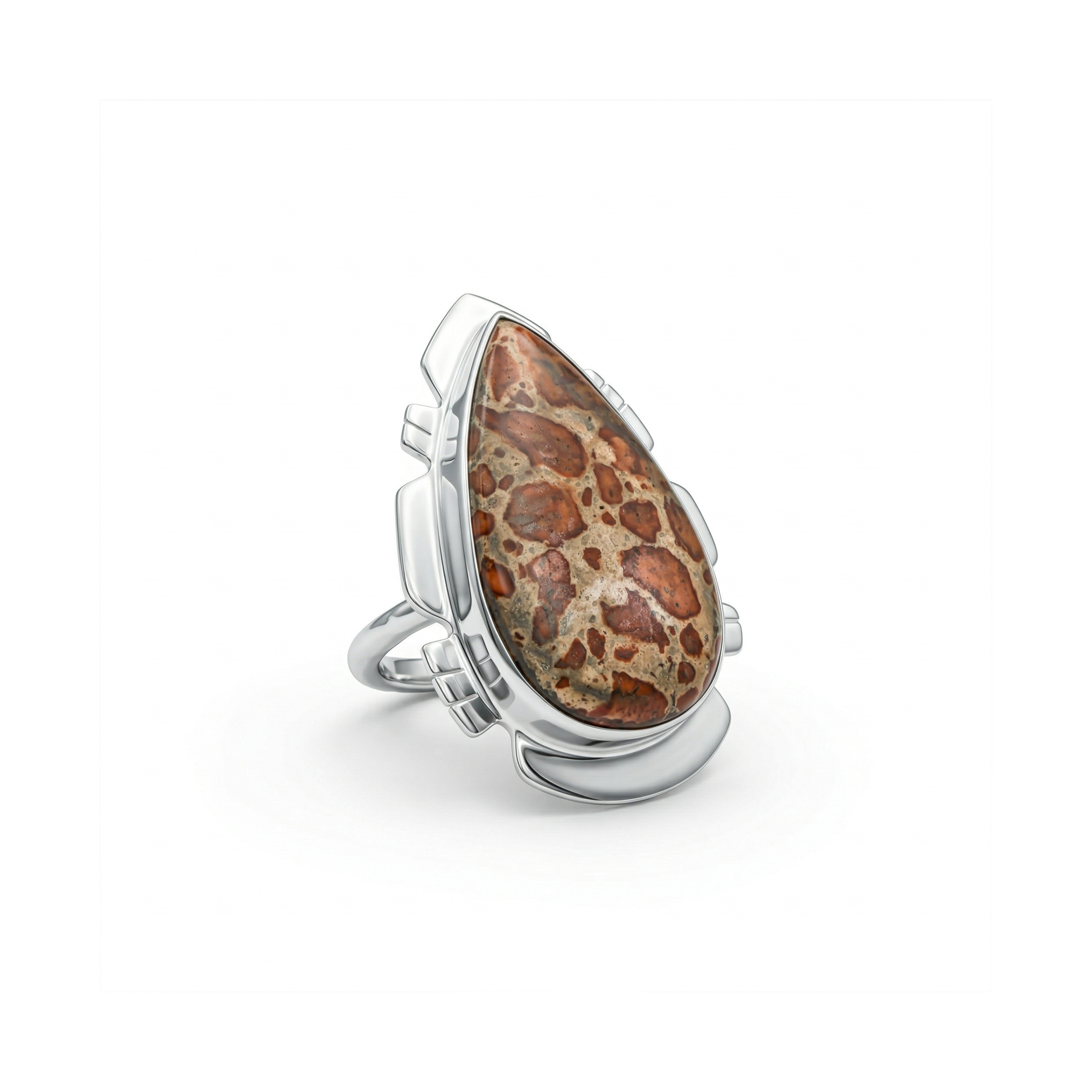 Desert Echo Leopard Skin Jasper Statement Ring – 925 Sterling Silver
