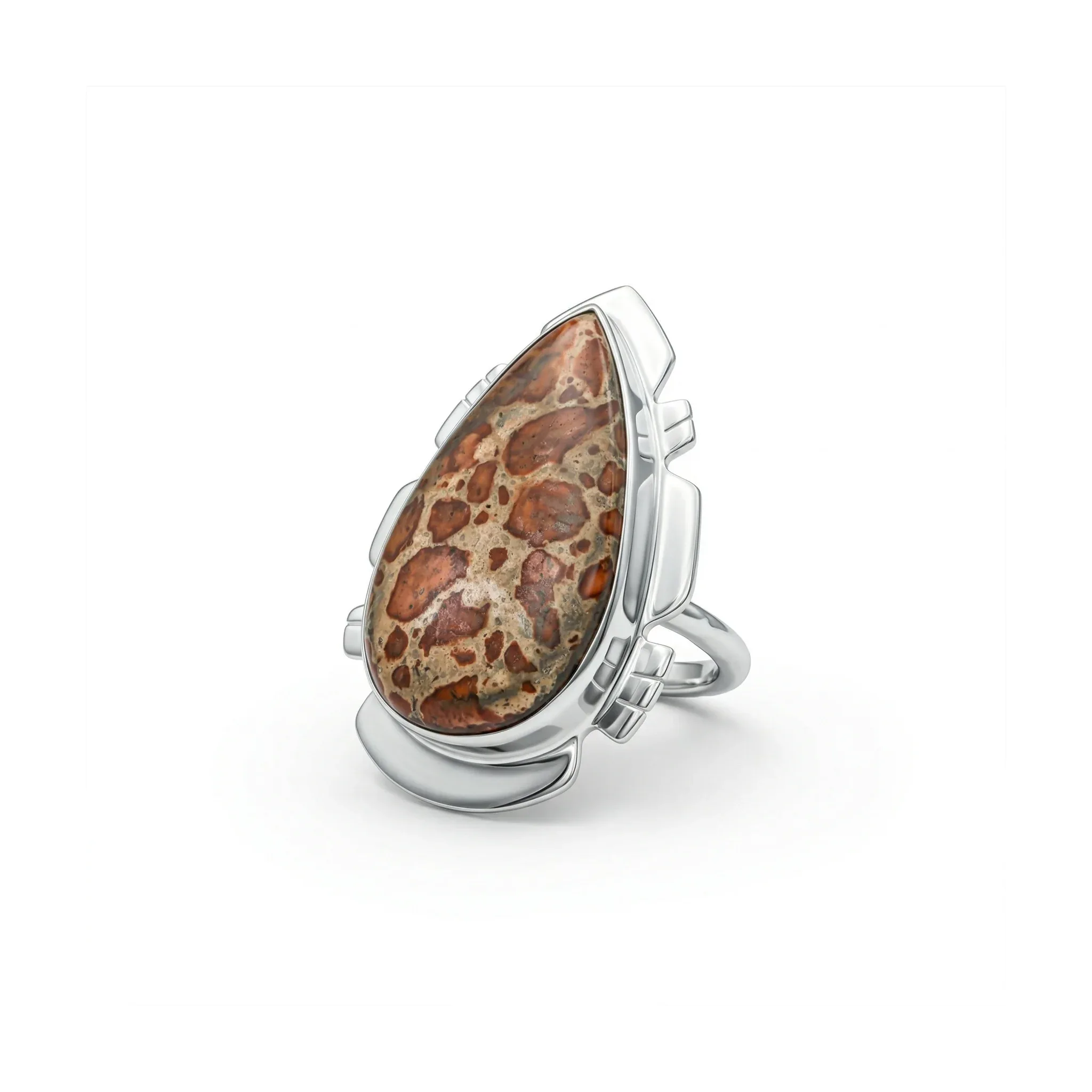 Desert Echo Leopard Skin Jasper Statement Ring – 925 Sterling Silver