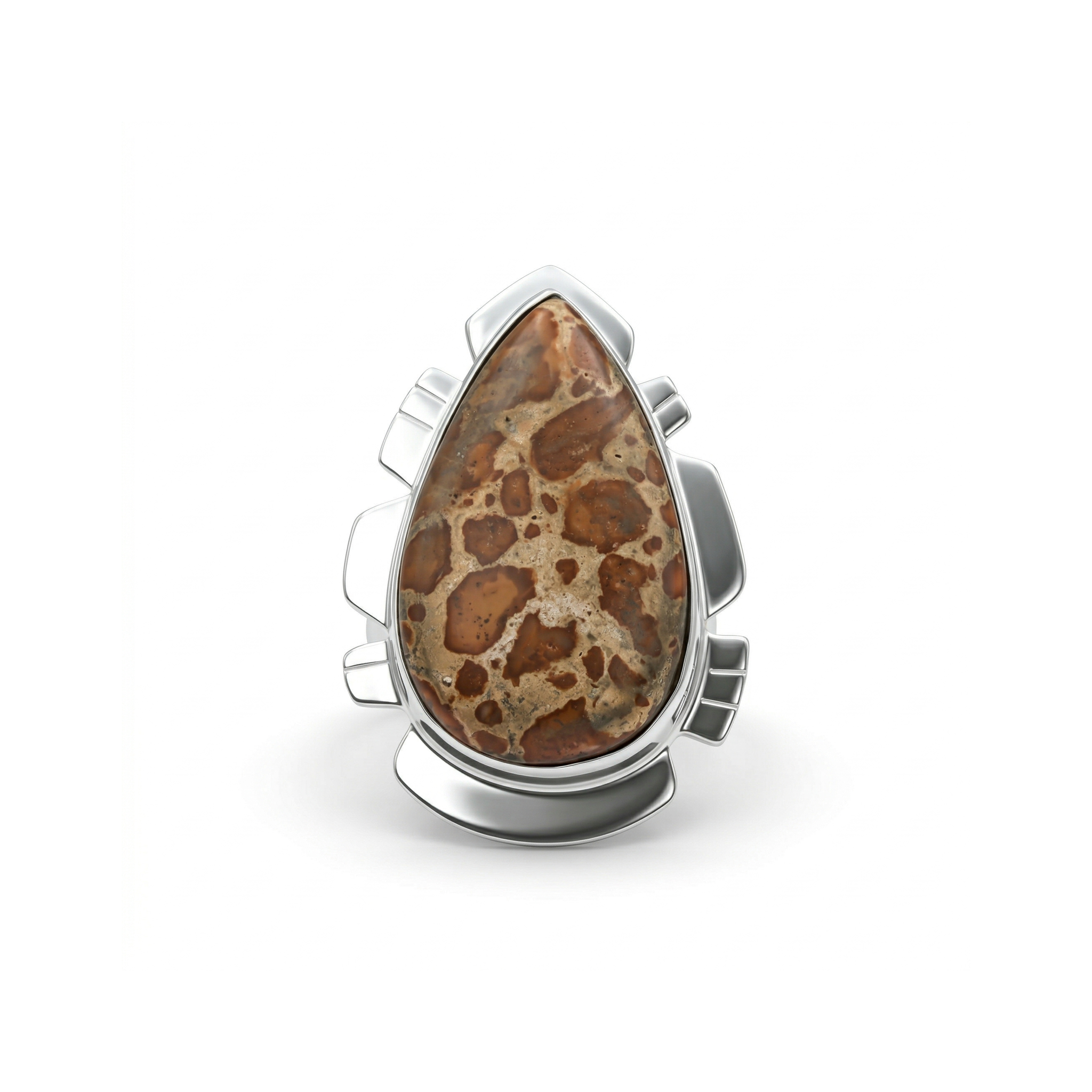 Desert Echo Leopard Skin Jasper Statement Ring – 925 Sterling Silver