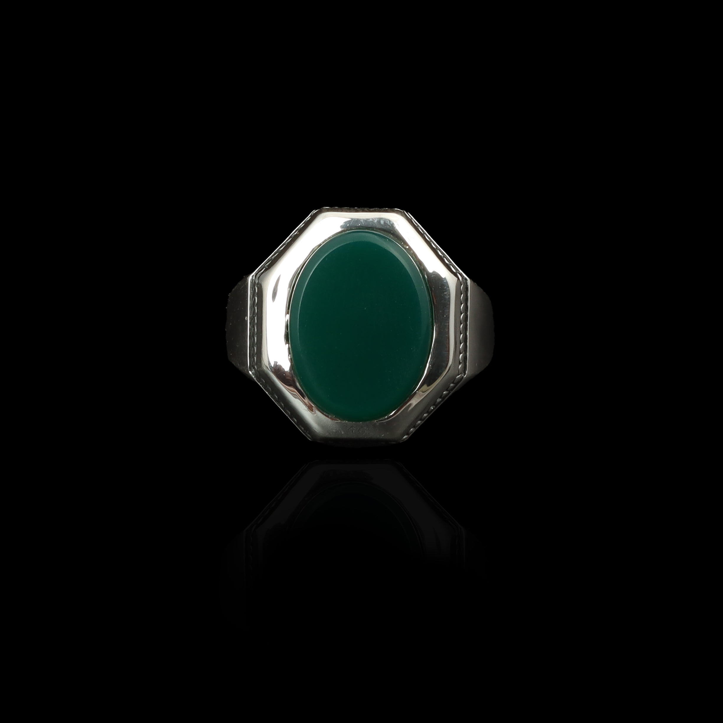 Handcrafted 925 Sterling Silver Green Onyx Ring | Luxury Statement Ring for Men | High Polish Finish