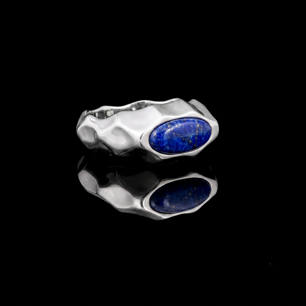Riven Lapis Lazuli Signet Ring – 925 Sterling Silver