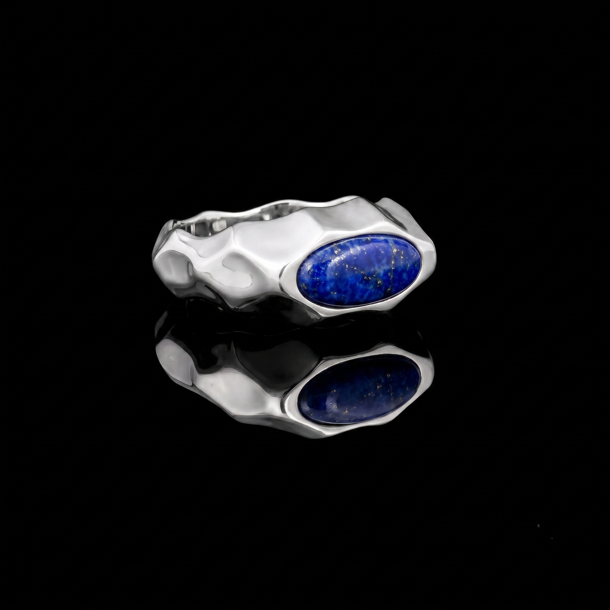 Riven Lapis Lazuli Signet Ring – 925 Sterling Silver