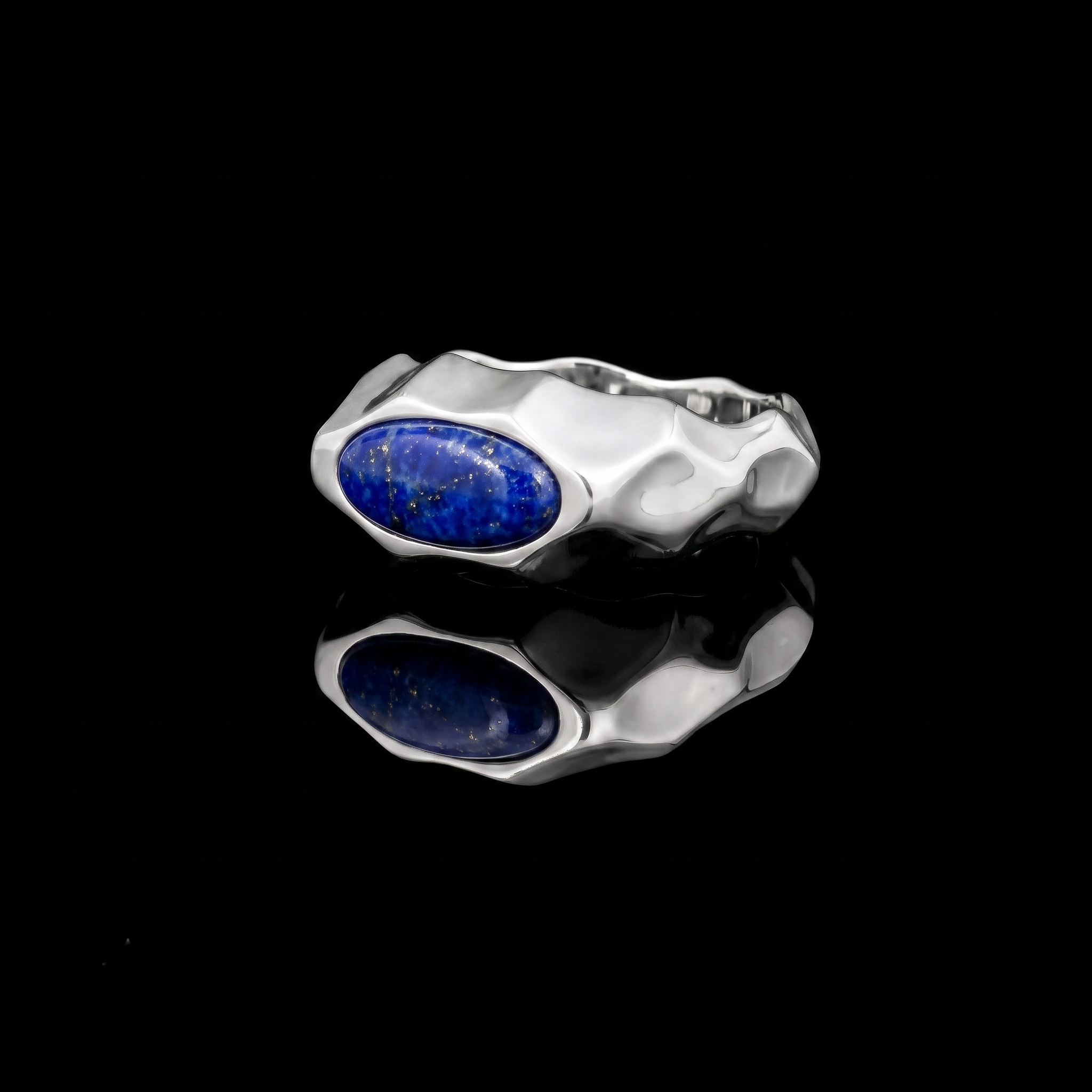 Riven Lapis Lazuli Signet Ring – 925 Sterling Silver
