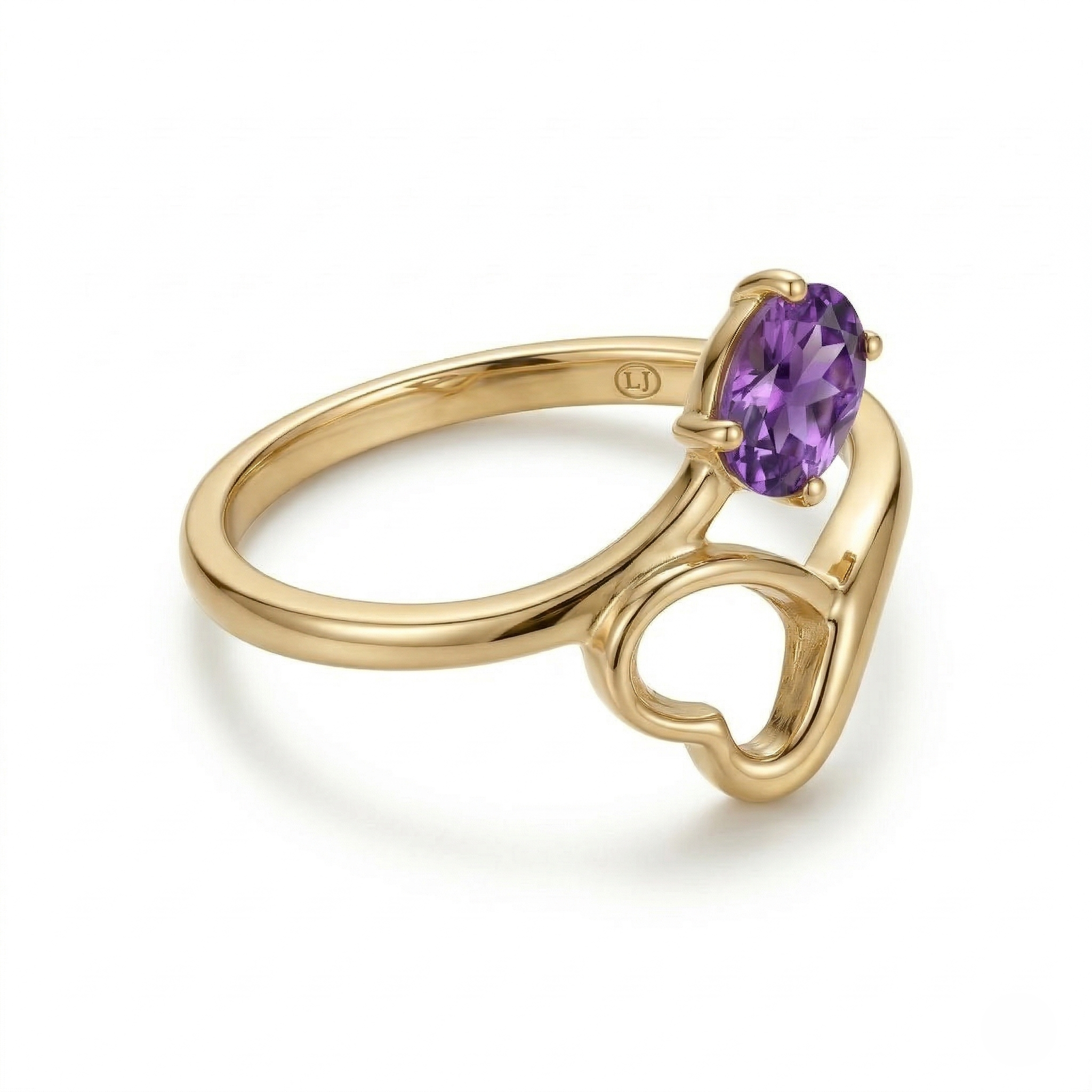 Amorette Amethyst Gold Engagement Ring – 925 Sterling Silver Women Aesthetic Ring