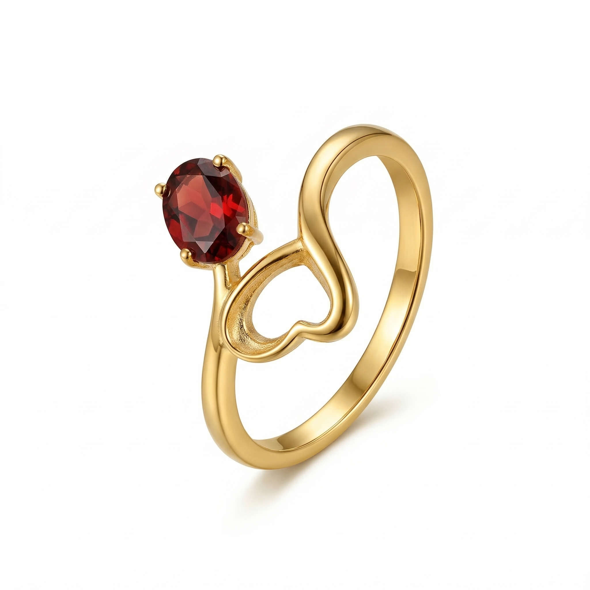 Amora Garnet Gold Engagement Ring – 925 Sterling Silver Women Aesthetic Ring