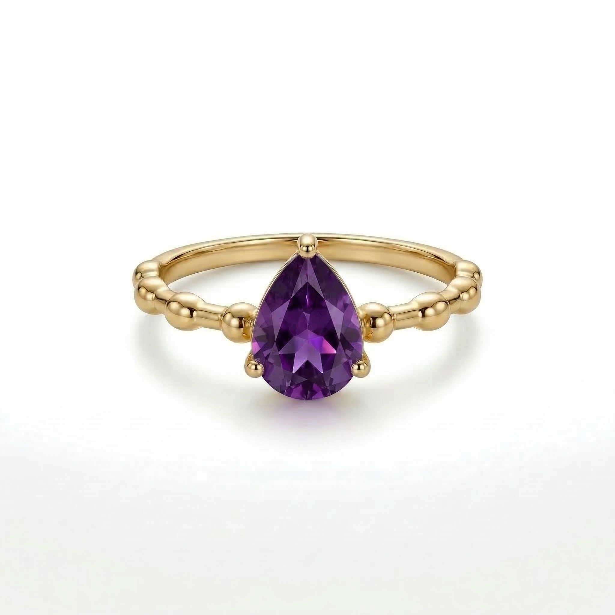 Amethyst Teardrop Gold Engagement Ring – 925 Sterling Silver Women Aesthetic Ring