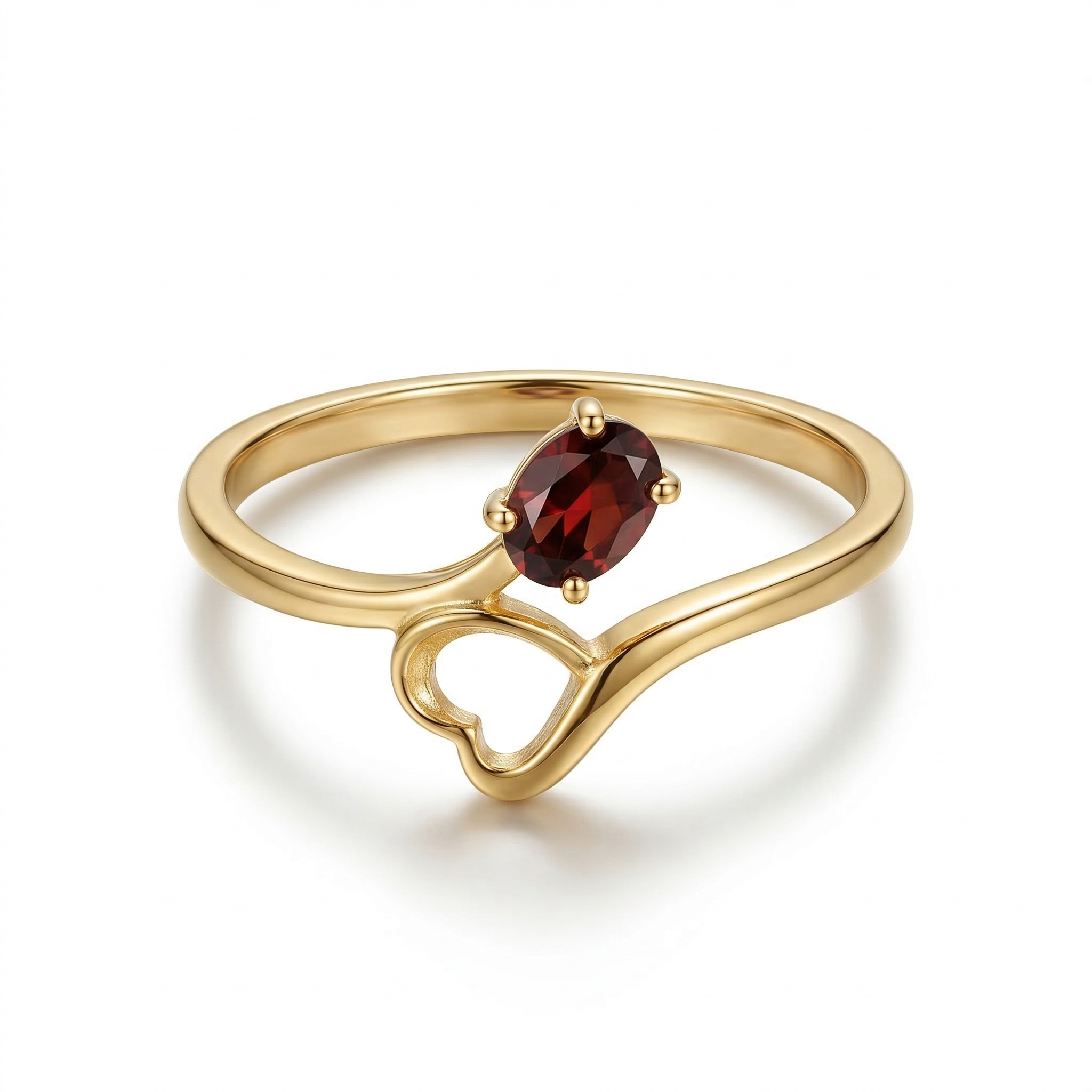 Amora Garnet Gold Engagement Ring – 925 Sterling Silver Women Aesthetic Ring