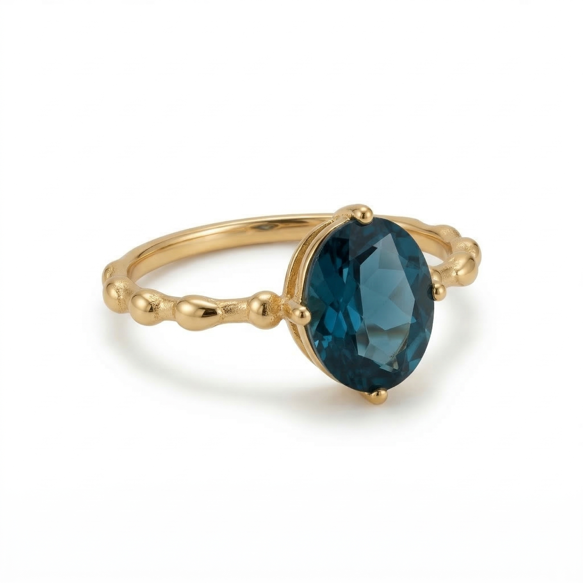 Aurelia London Blue Topaz Gold Engagement Ring – 925 Sterling Silver Women Aesthetic Ring