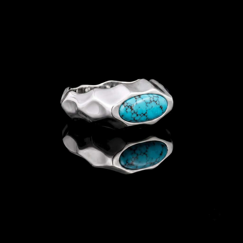Riven Turquoise Signet Ring – 925 Sterling Silver