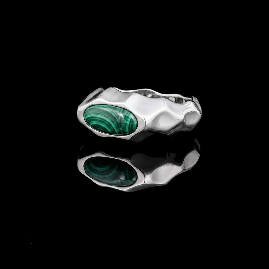Riven Malachite Signet Ring – 925 Sterling Silver