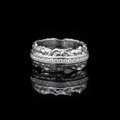 Celestial Halo Ridge Natural Moissanite Ring – 925 Sterling Silver