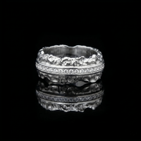 Celestial Halo Ridge Natural Moissanite Ring – 925 Sterling Silver