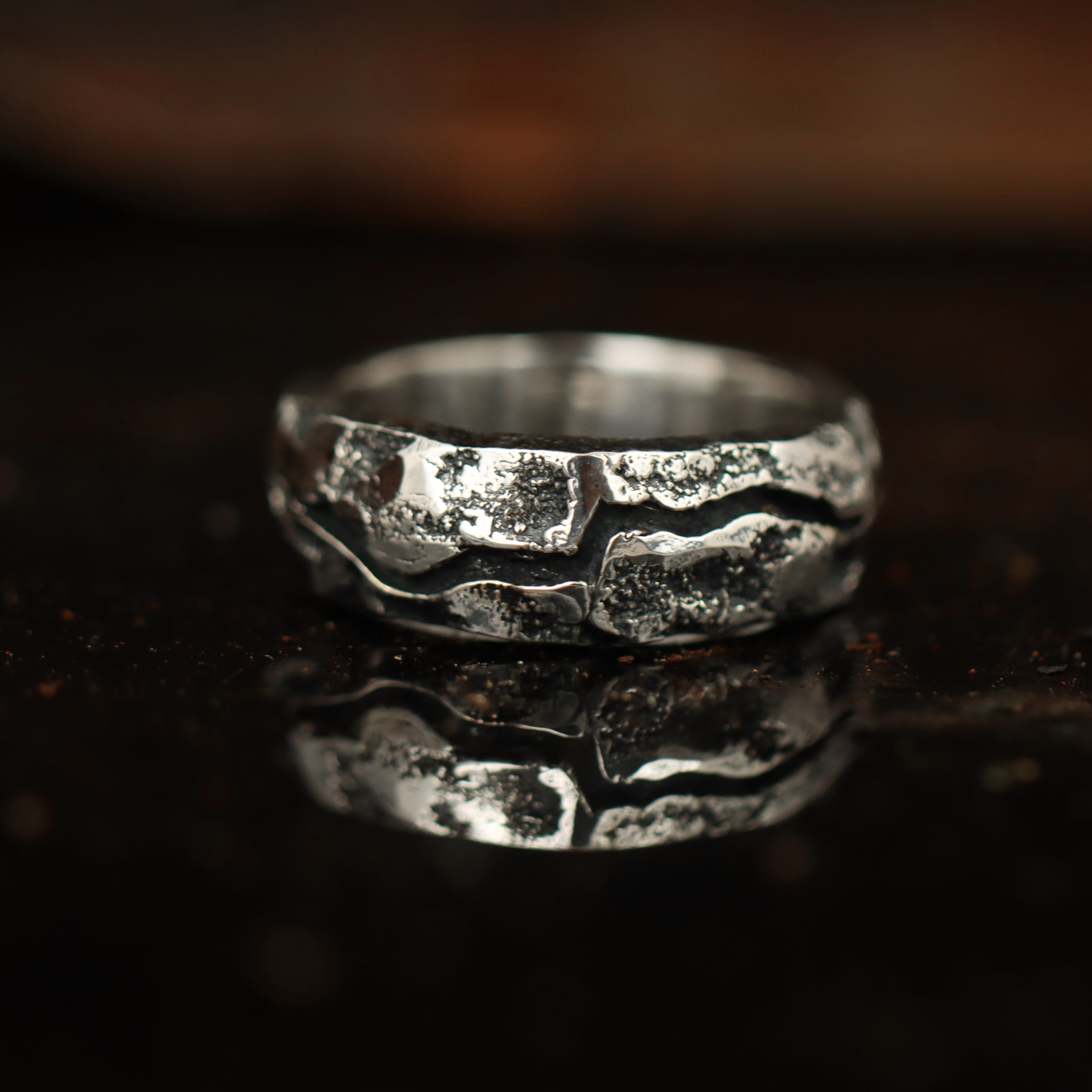 Handcrafted 925 Sterling Silver Organic Textured Band Ring | Luxury Statement Ring for Men | Oxodize Finish