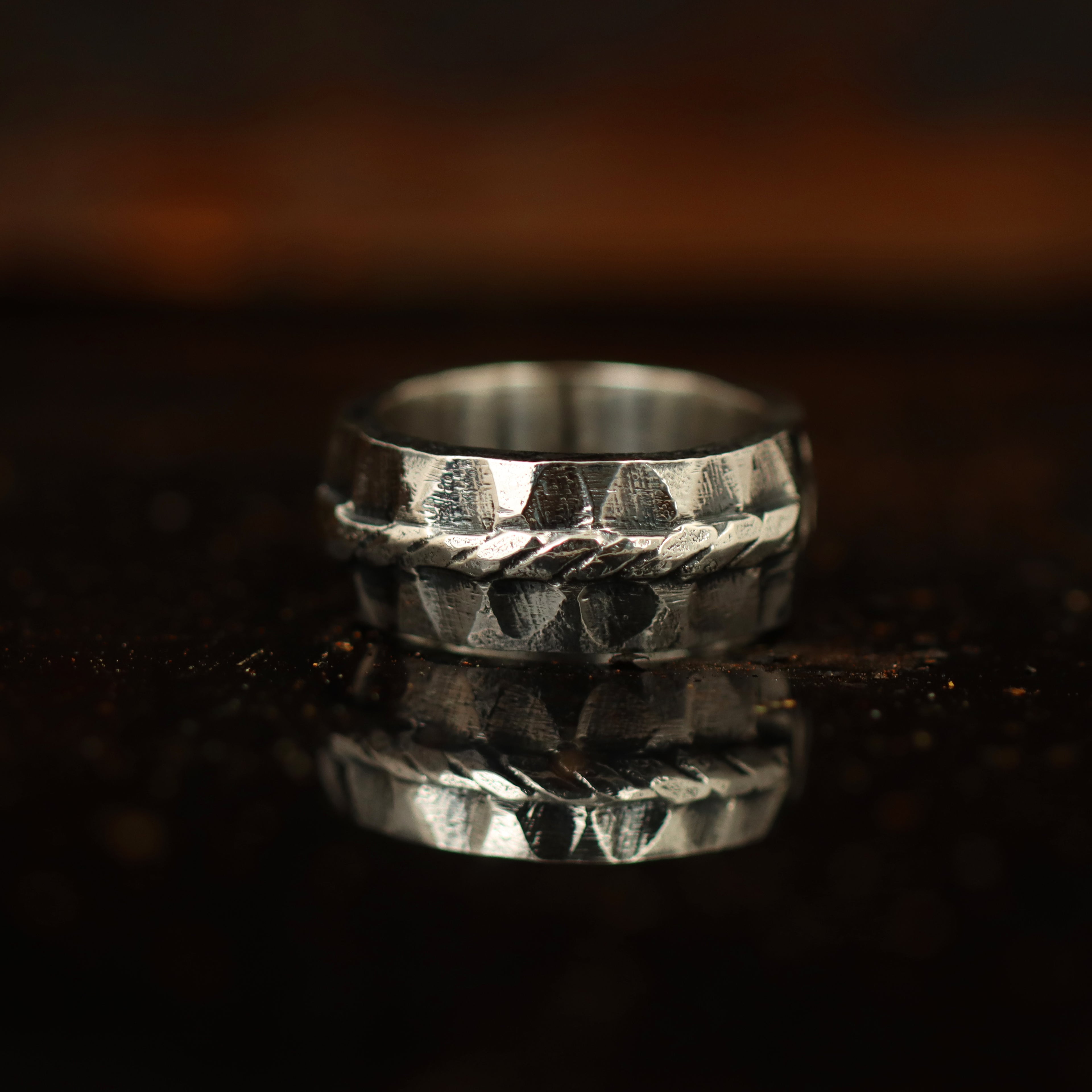 Handcrafted 925 Sterling Silver Faceted Band Ring | Luxury Statement Ring for Men | Oxodize Finish