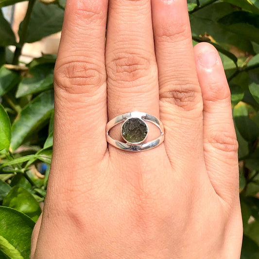 Authentic Moldavite Gemstone 925 Sterling Silver Women's Ring Gift For Her