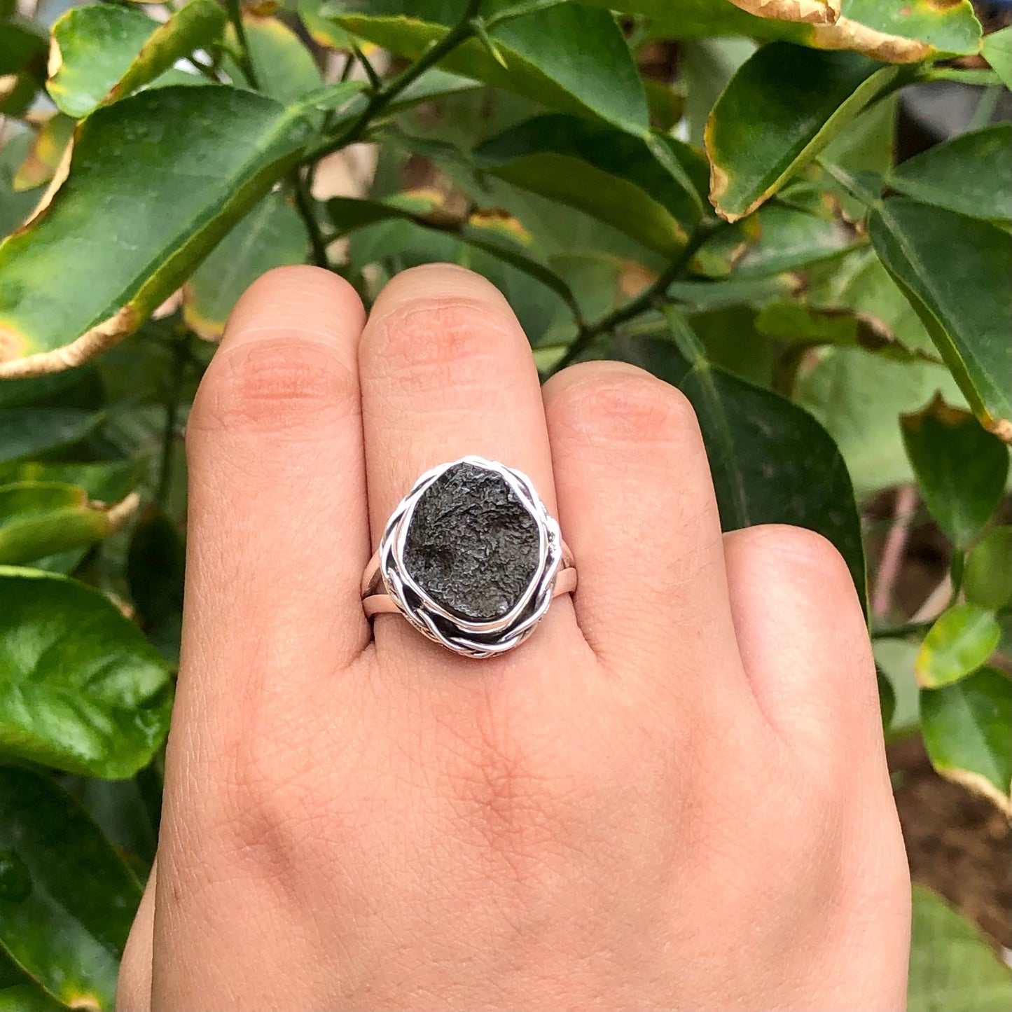 Genuine Moldavite Gemstone 925 Sterling Silver Ring Gift For Her