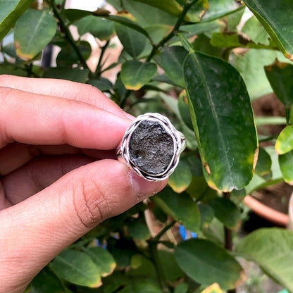 Genuine Moldavite Gemstone 925 Sterling Silver Ring Gift For Her