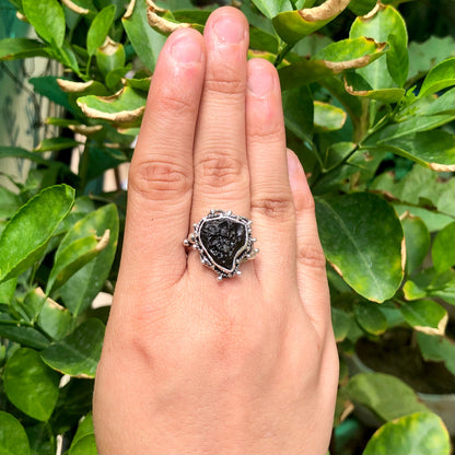 925 Sterling Silver Moldavite Gemstone Ring Jewelry Gift For Her