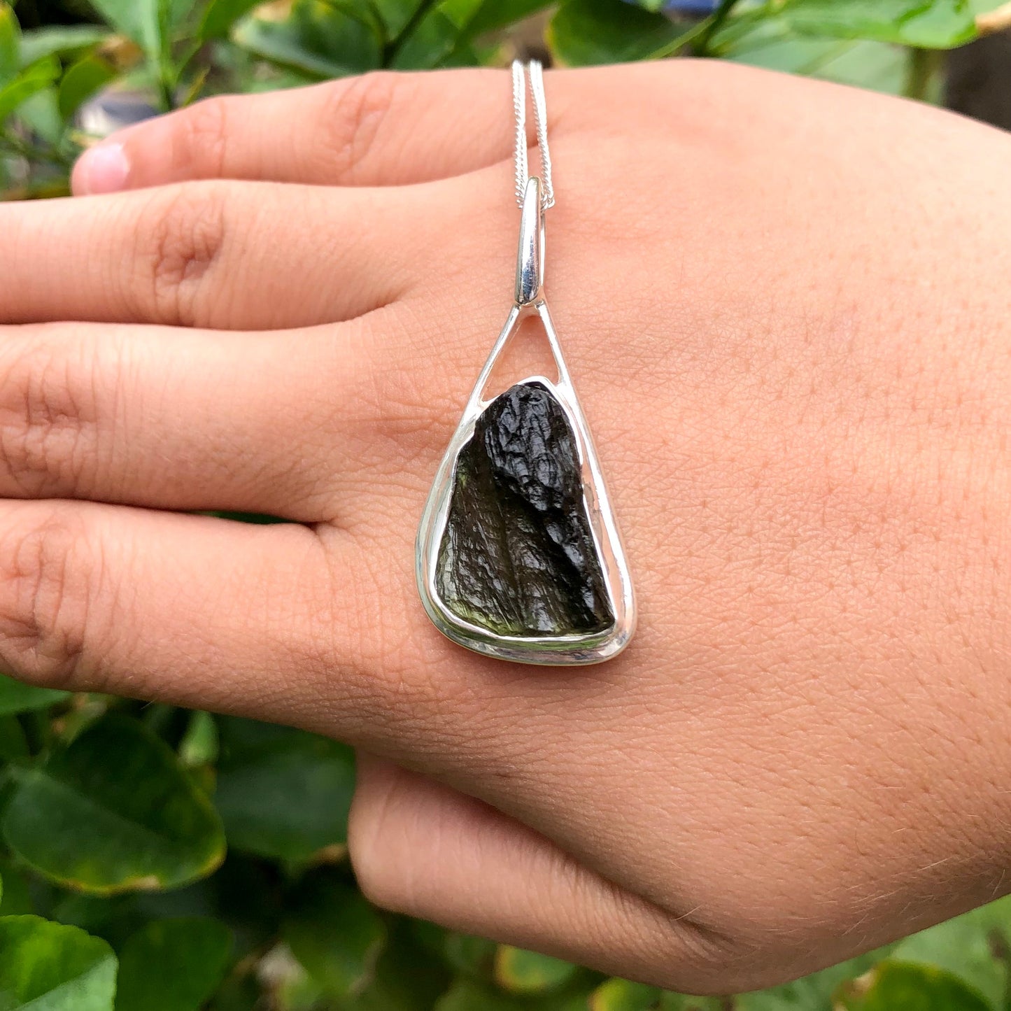 925 Sterling Silver Authentic Moldavite Gemstone Women's Pendant Gift For Her