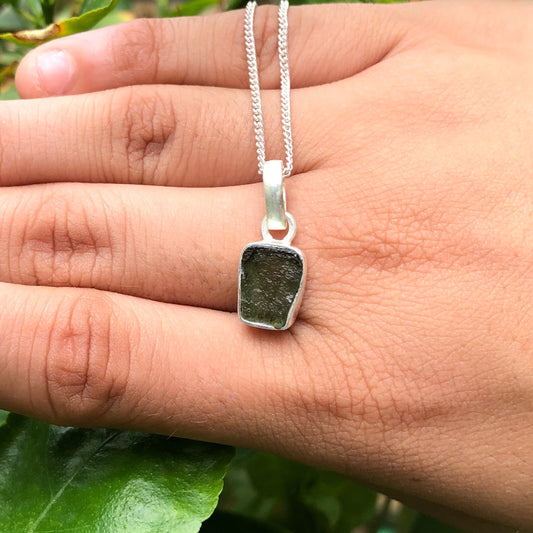 925 Sterling Silver Authentic Moldavite Women's Pendant Gift For Her