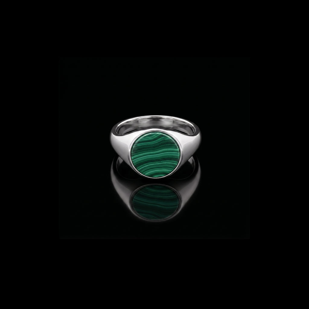 Monarch Malachite Signet Ring – 925 Sterling Silver