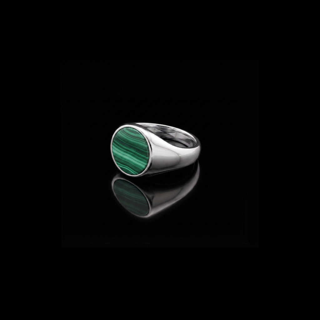Monarch Malachite Signet Ring – 925 Sterling Silver