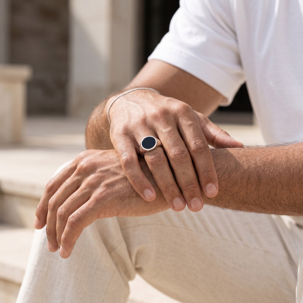 Monarch Black Onyx Signet Ring – 925 Sterling Silver