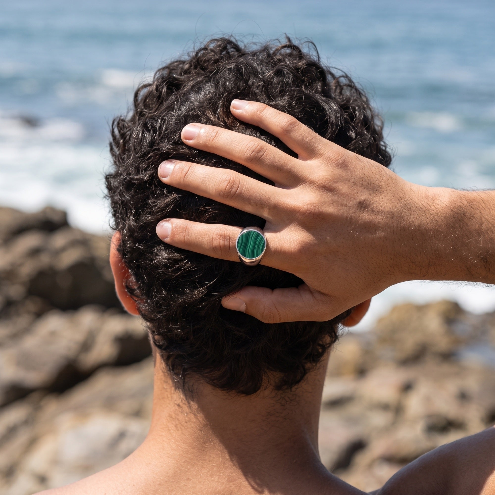 Monarch Malachite Signet Ring – 925 Sterling Silver