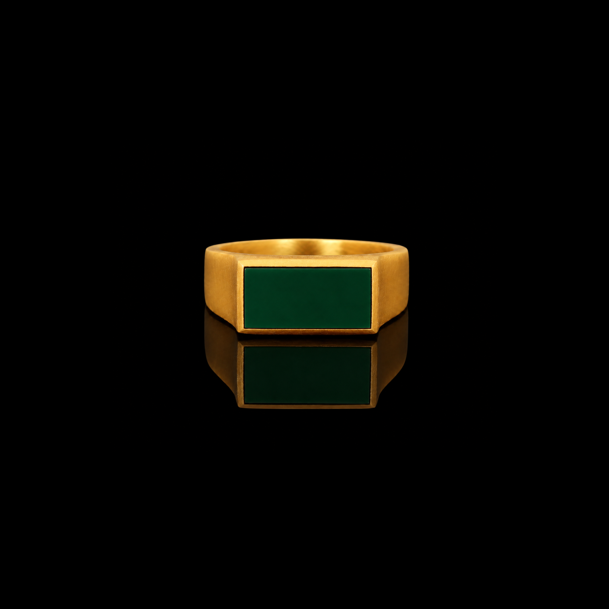 Prestige Green Onyx Signet Ring – Gold Vermeil 925 Sterling Silver