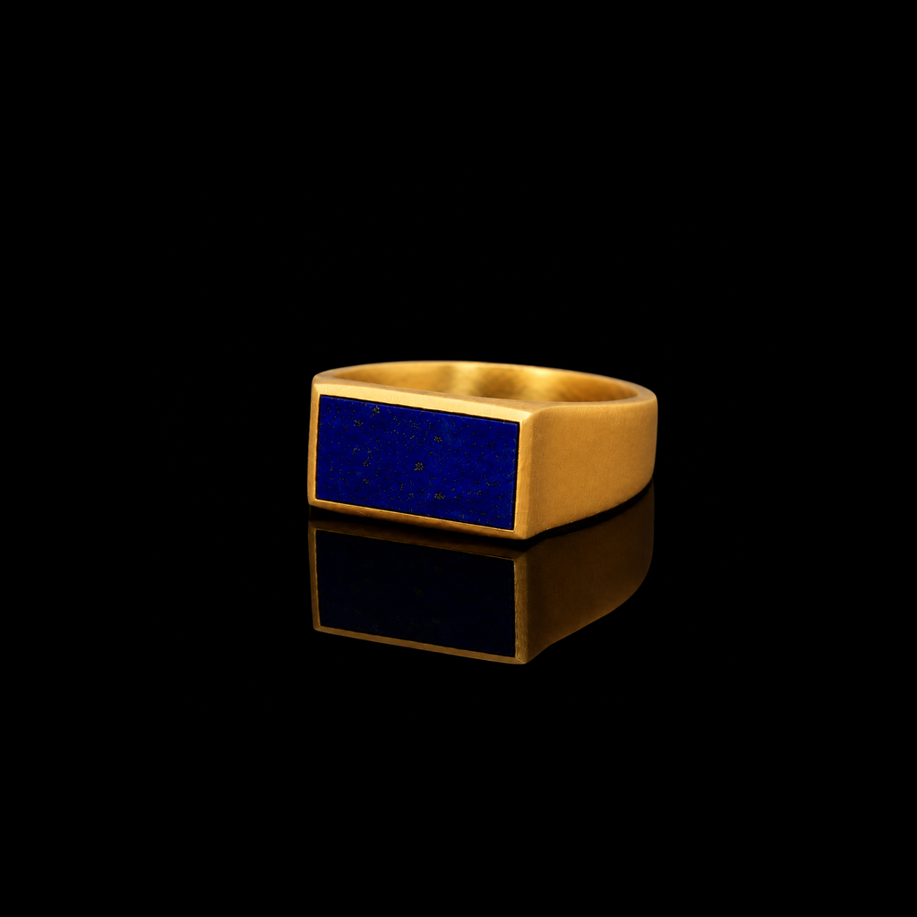 Prestige Lapis Lazuli Signet Ring – Gold Vermeil 925 Sterling Silver