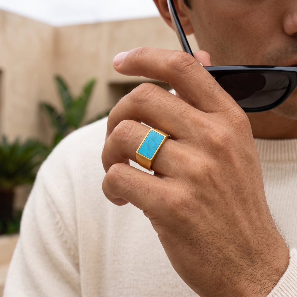Prestige Turquoise Signet Ring – Gold Vermeil 925 Sterling Silver