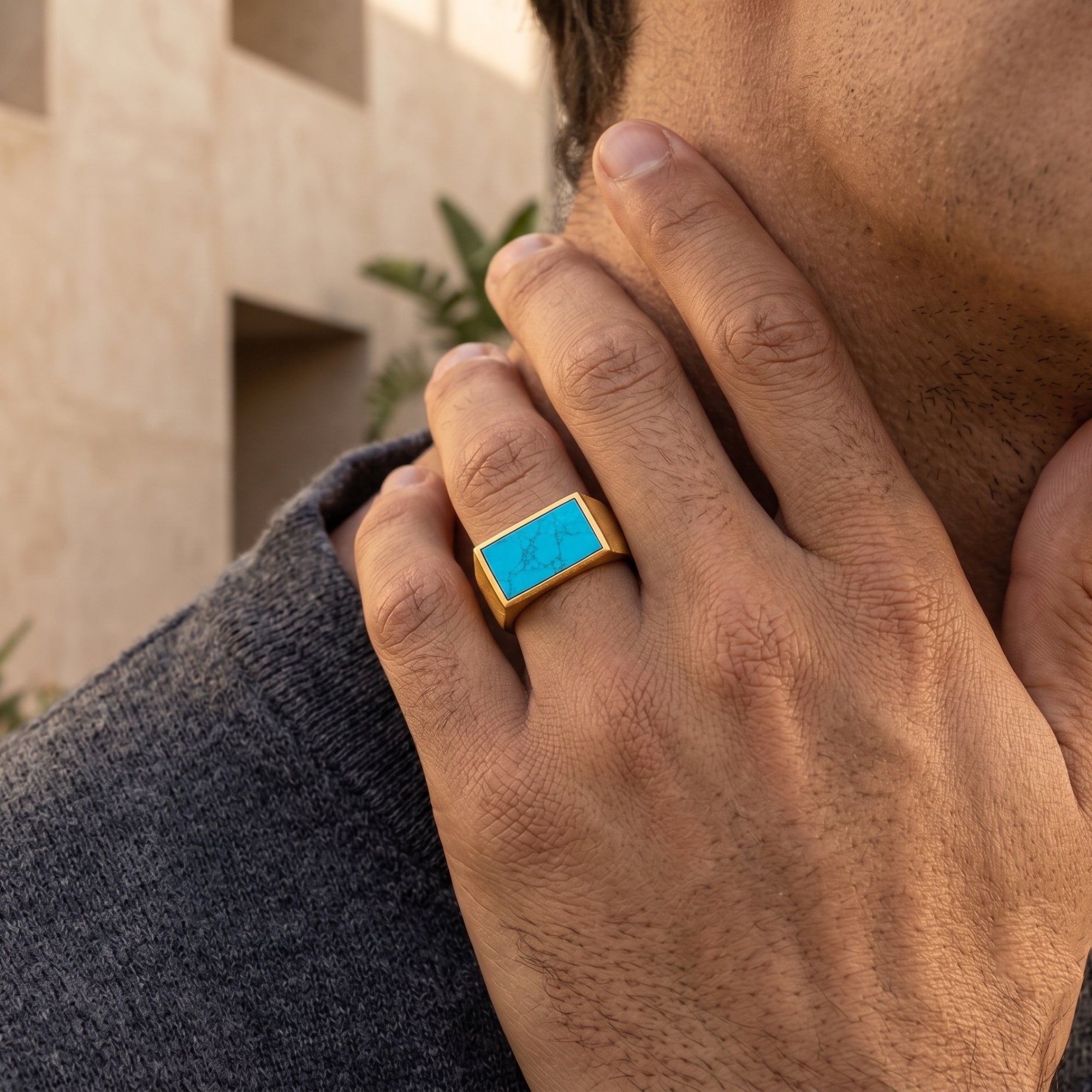 Prestige Turquoise Signet Ring – Gold Vermeil 925 Sterling Silver